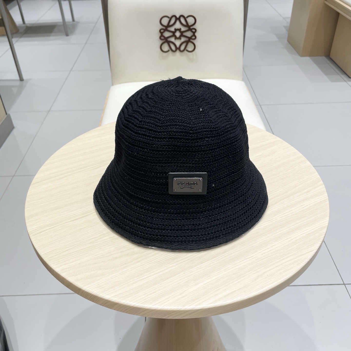  PRADA普拉达2025新款韩版遮阳渔夫帽女夏季纯色太阳帽镂空针织甜美显脸小盆帽