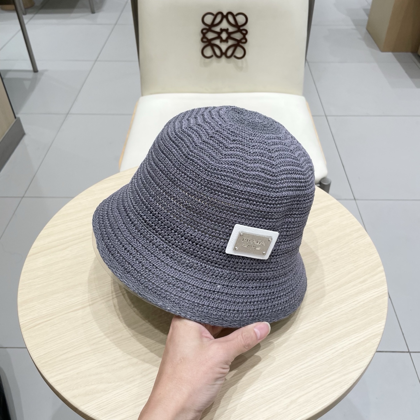  PRADA普拉达2025新款韩版遮阳渔夫帽女夏季纯色太阳帽镂空针织甜美显脸小盆帽