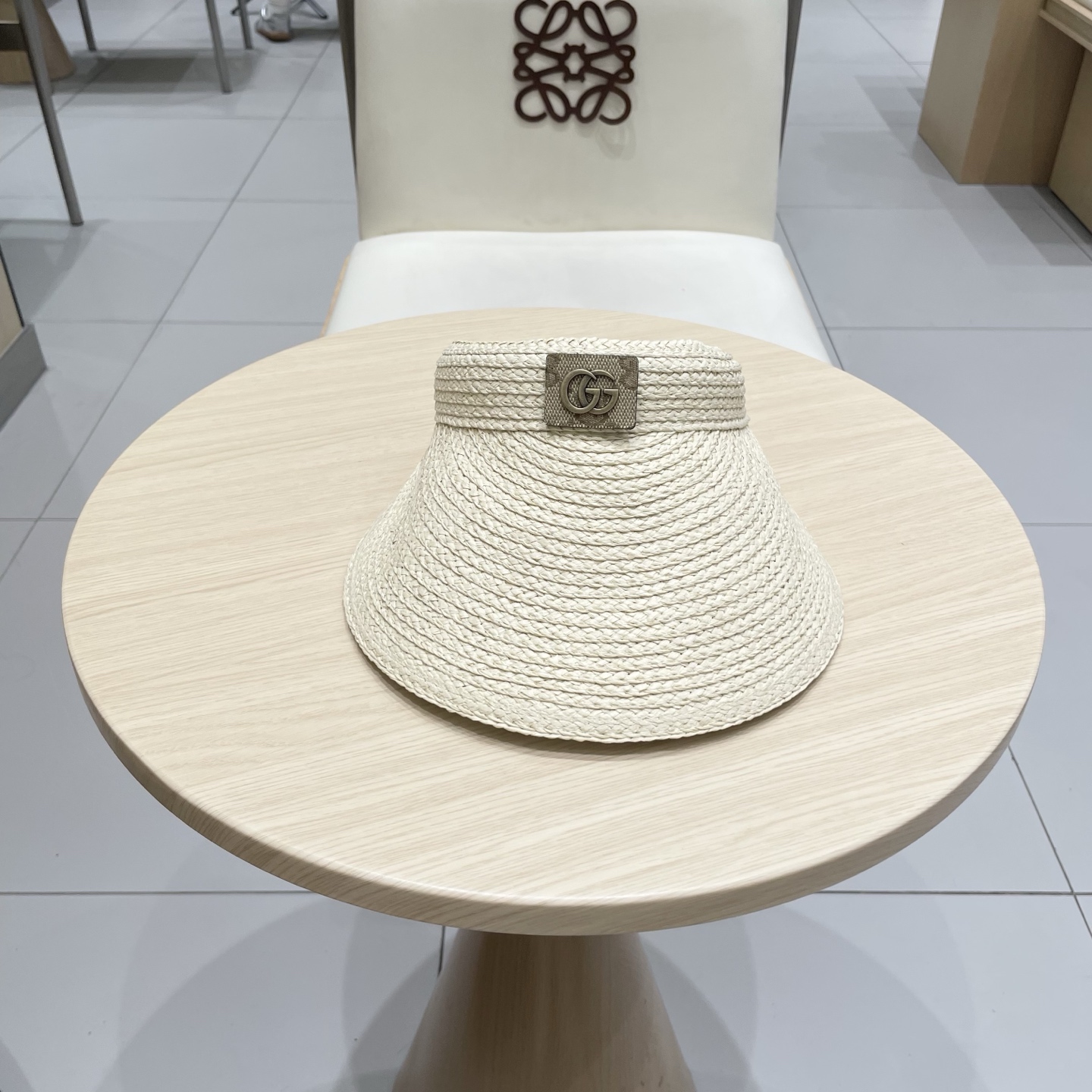 gucci古奇拉菲草帽女夏季防晒空顶帽高级感韩版ins风防紫外线大檐遮阳帽女