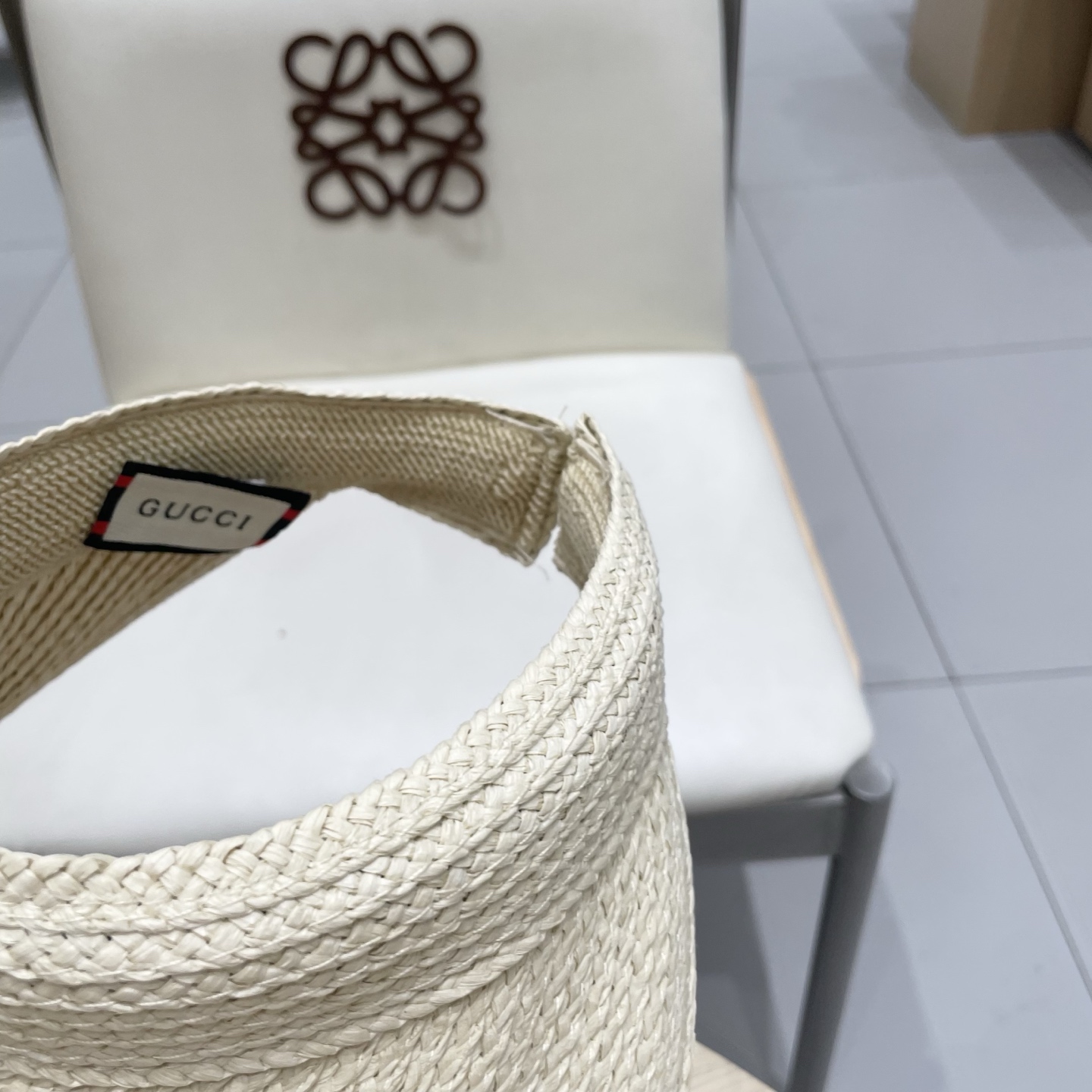 gucci古奇拉菲草帽女夏季防晒空顶帽高级感韩版ins风防紫外线大檐遮阳帽女