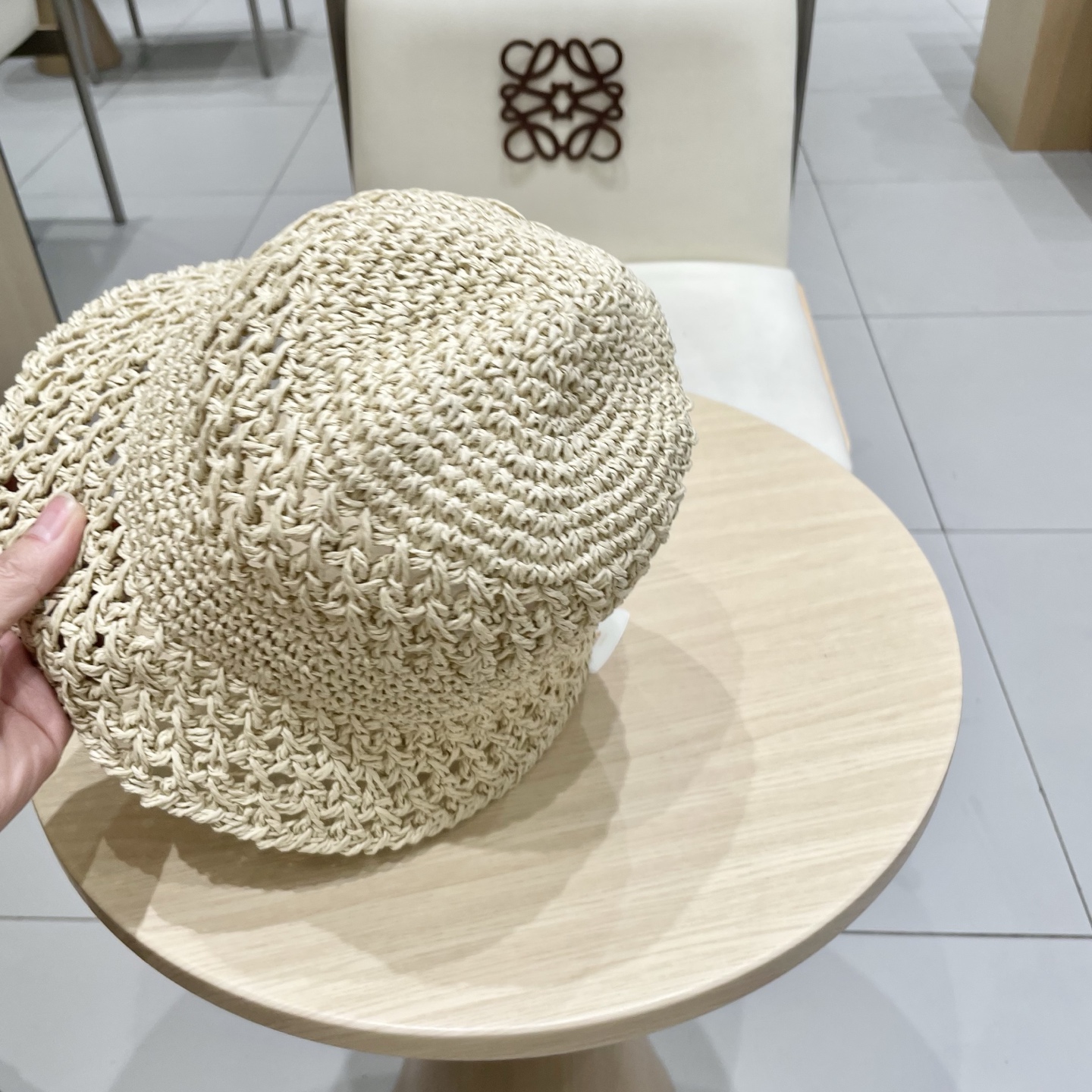   Miu Miu/缪缪 25春夏 字母刺绣logo 女士 镂空渔夫帽 