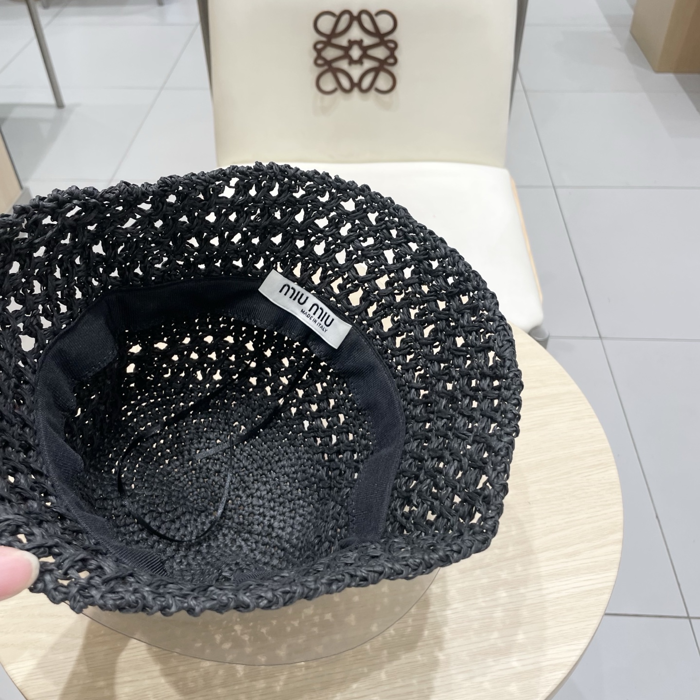   Miu Miu/缪缪 25春夏 字母刺绣logo 女士 镂空渔夫帽 