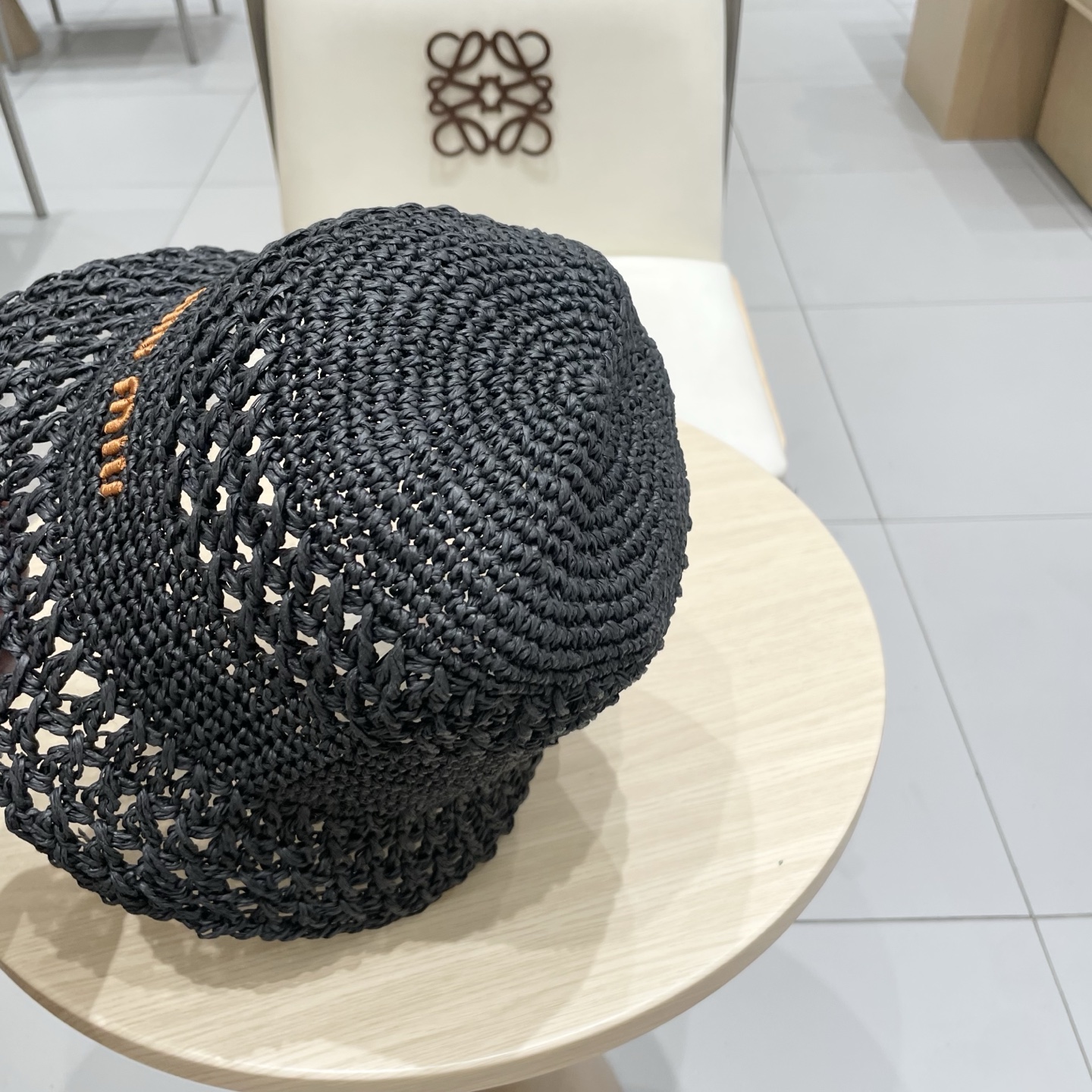   Miu Miu/缪缪 25春夏 字母刺绣logo 女士 镂空渔夫帽 