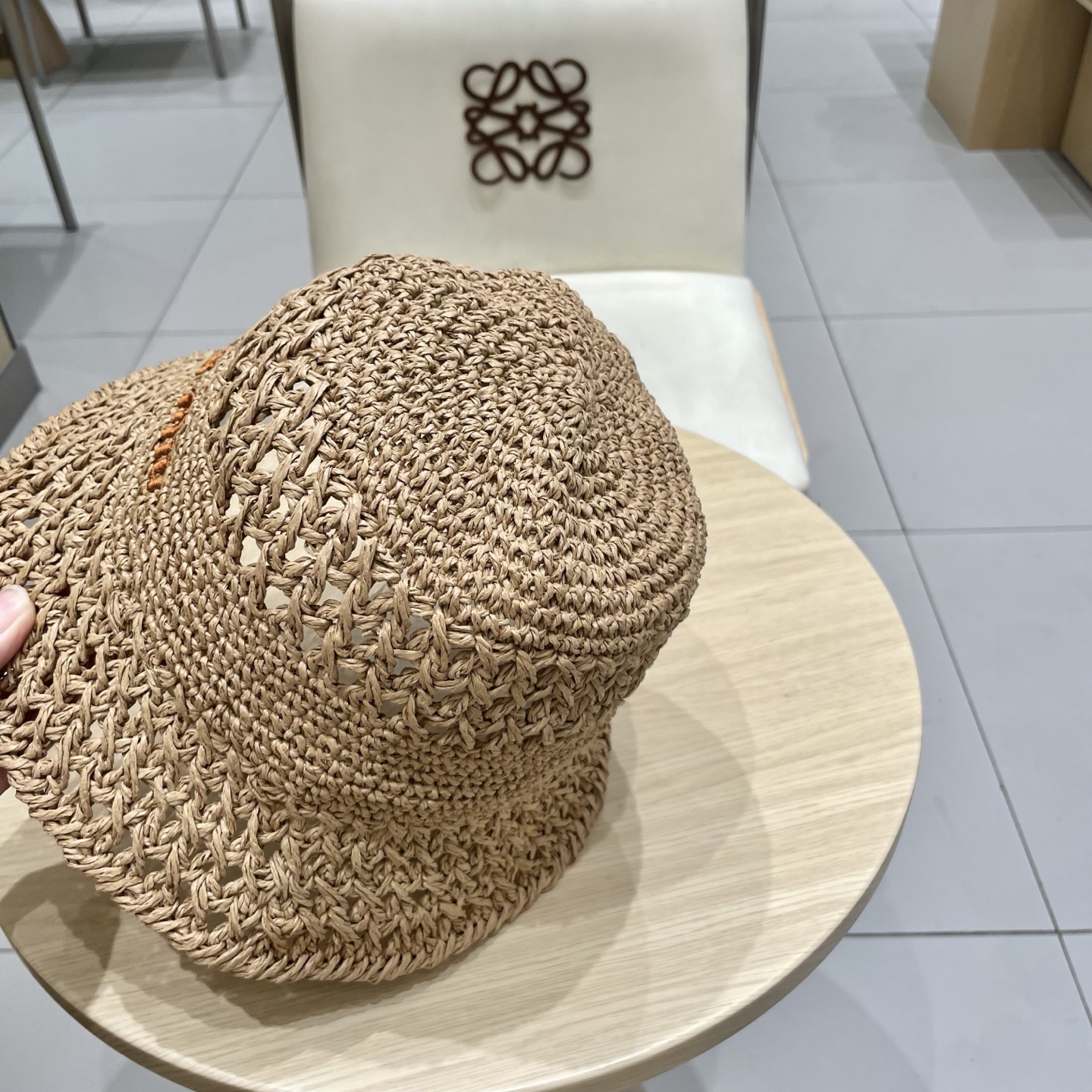   Miu Miu/缪缪 25春夏 字母刺绣logo 女士 镂空渔夫帽 