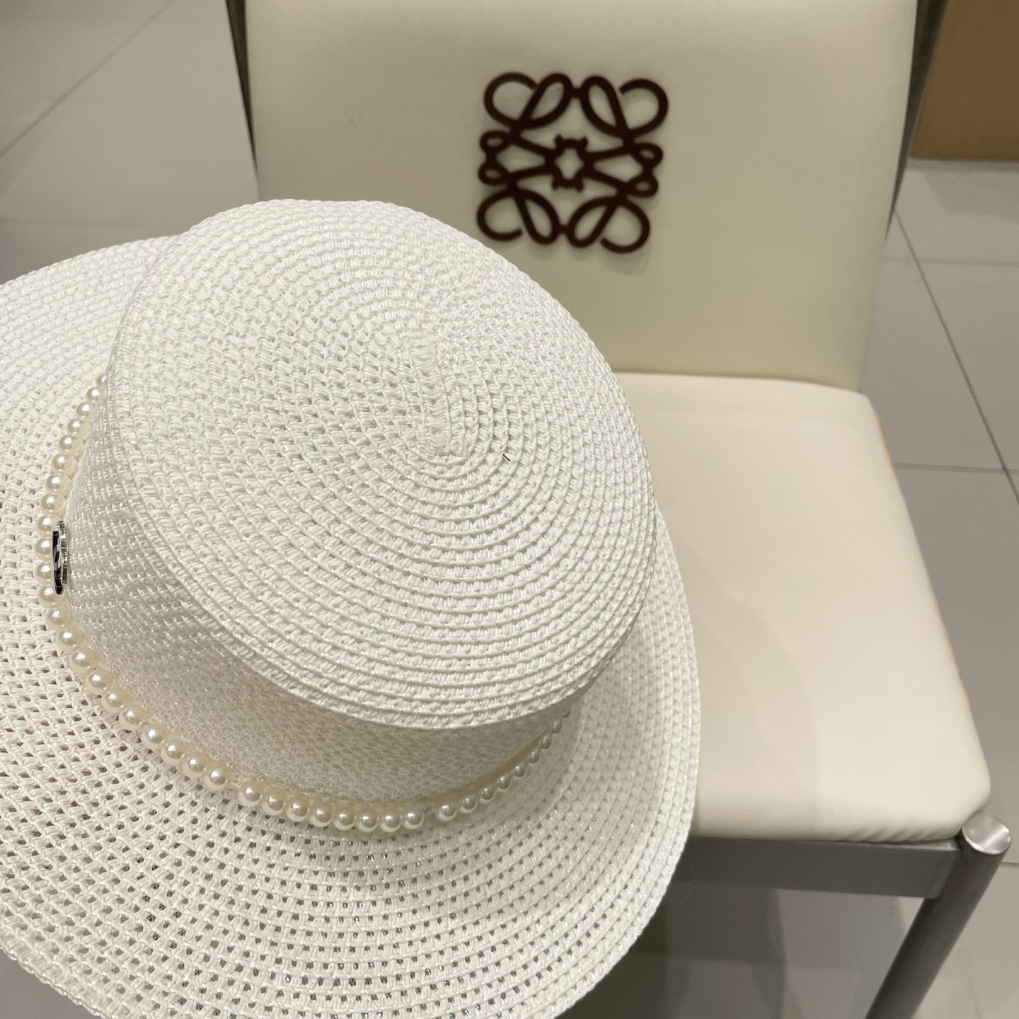  普拉达新款平顶礼帽，名族风草帽，头围57cm