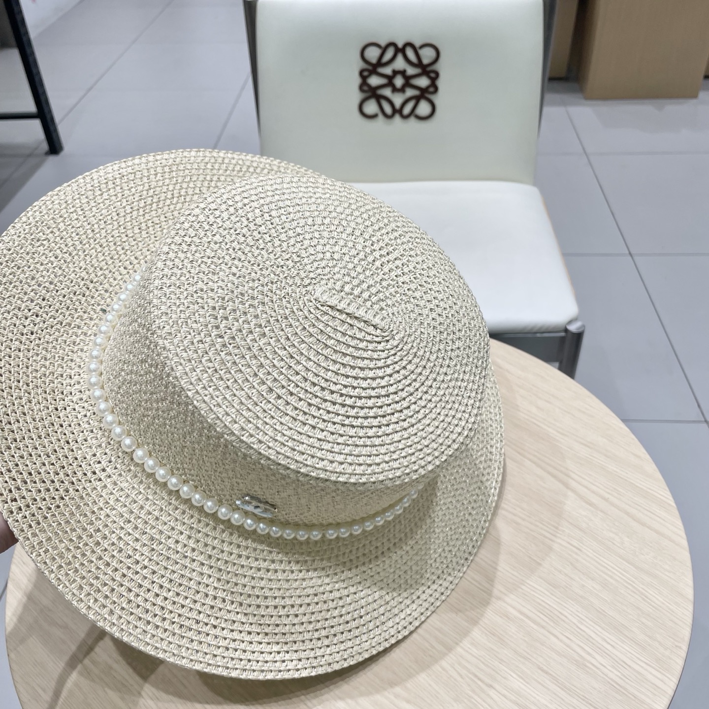  普拉达新款平顶礼帽，名族风草帽，头围57cm