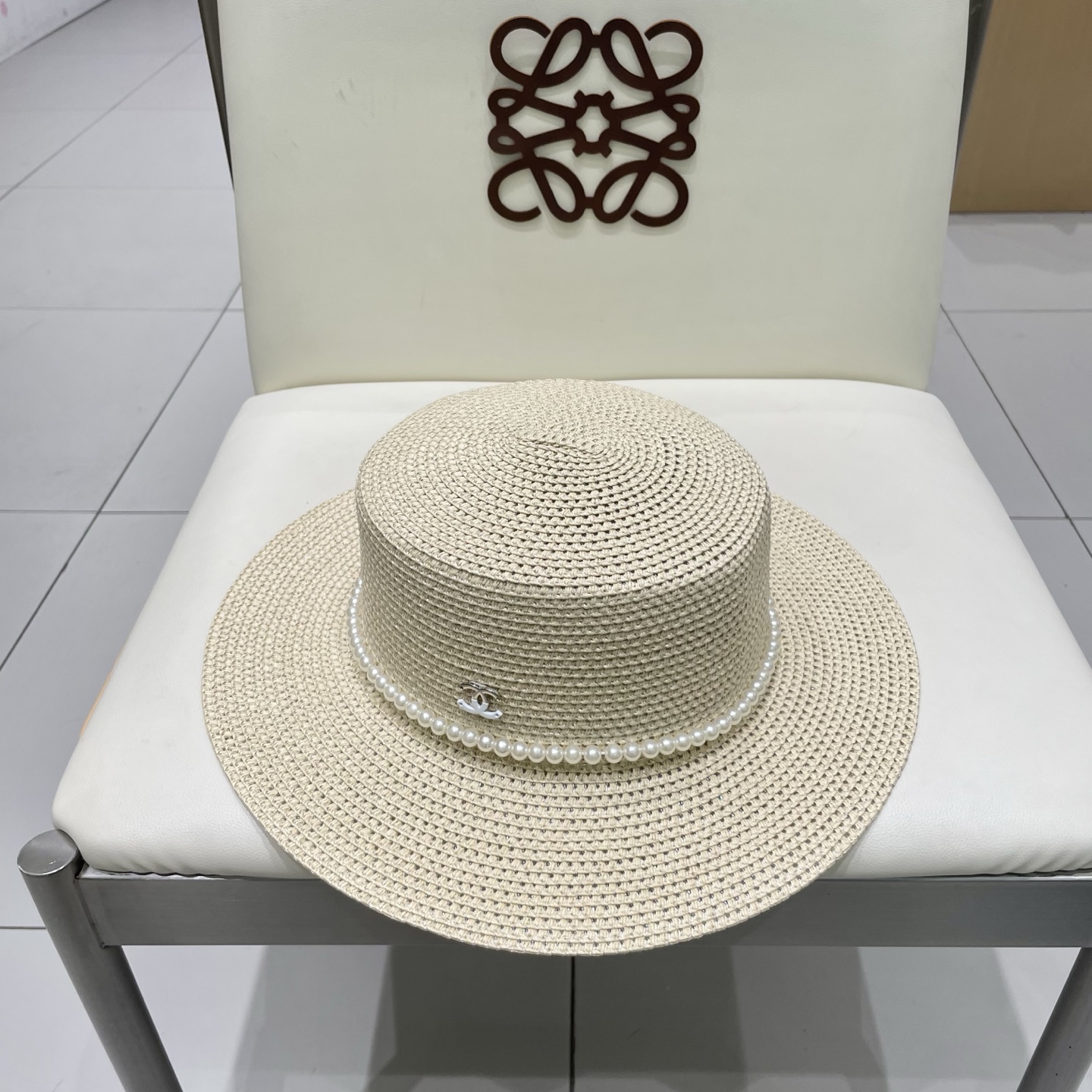  普拉达新款平顶礼帽，名族风草帽，头围57cm