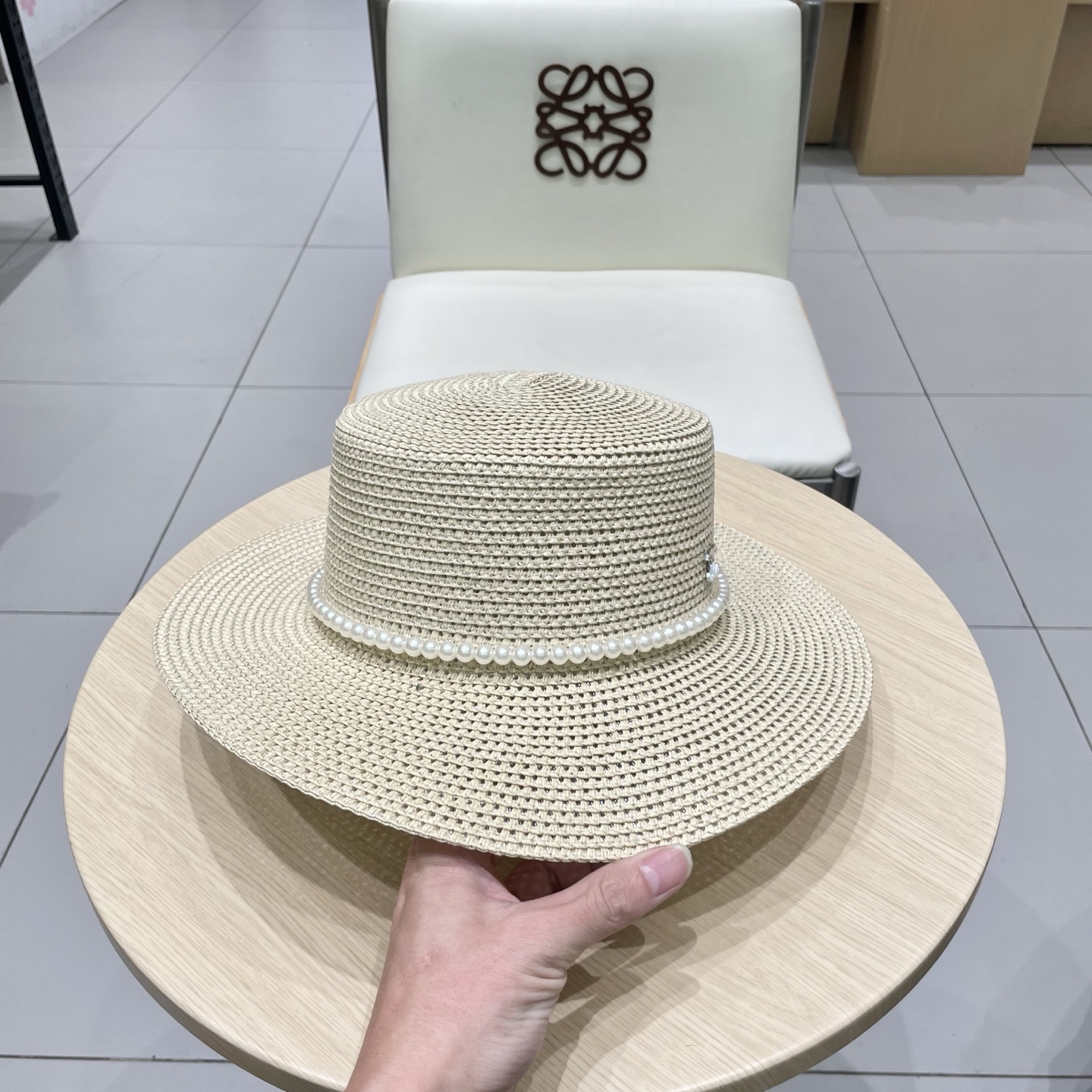  普拉达新款平顶礼帽，名族风草帽，头围57cm