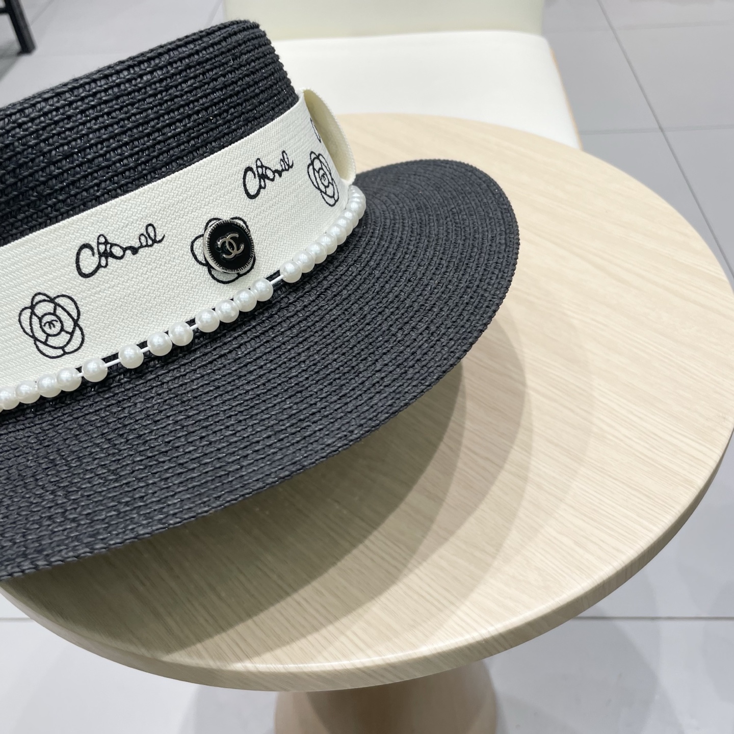  Chanel香奈儿平顶草帽，礼帽，头围57cm
​