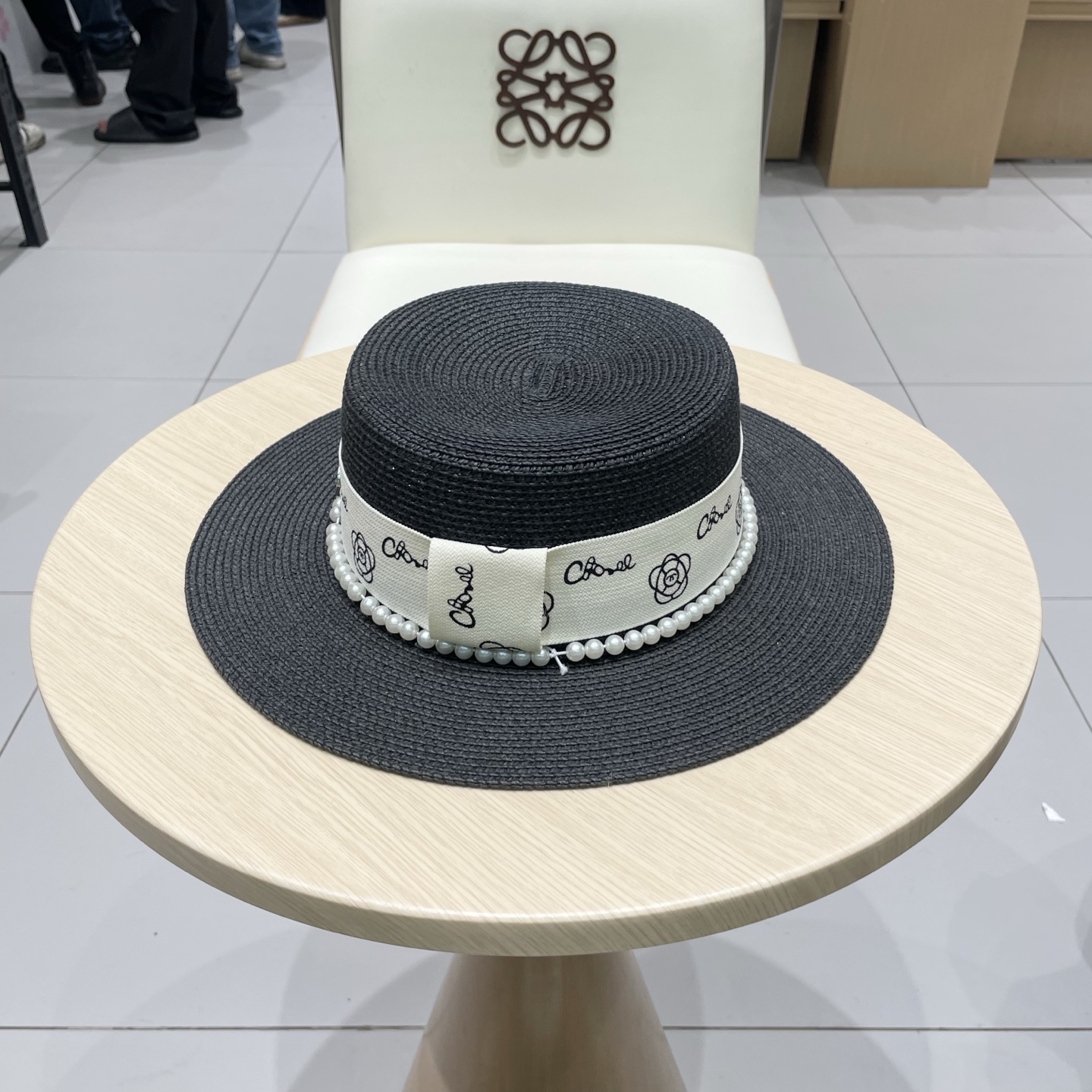  Chanel香奈儿平顶草帽，礼帽，头围57cm
​