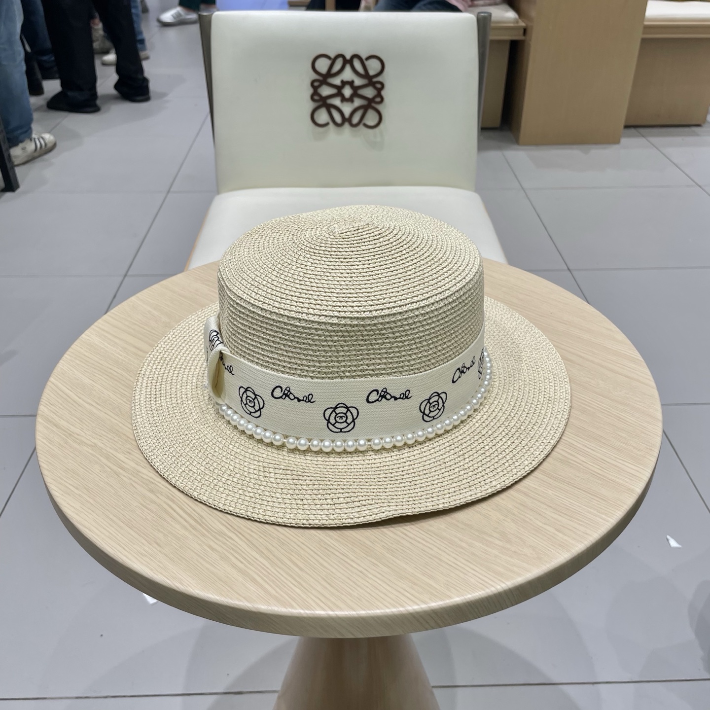  Chanel香奈儿平顶草帽，礼帽，头围57cm
​