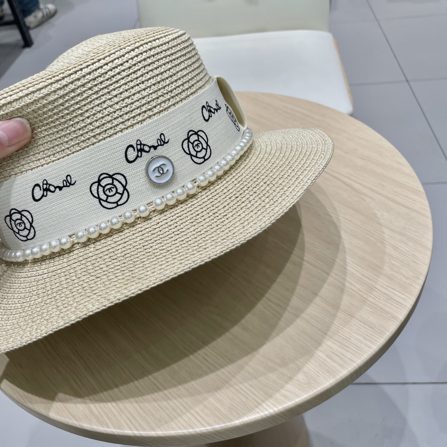  Chanel香奈儿平顶草帽，礼帽，头围57cm
​