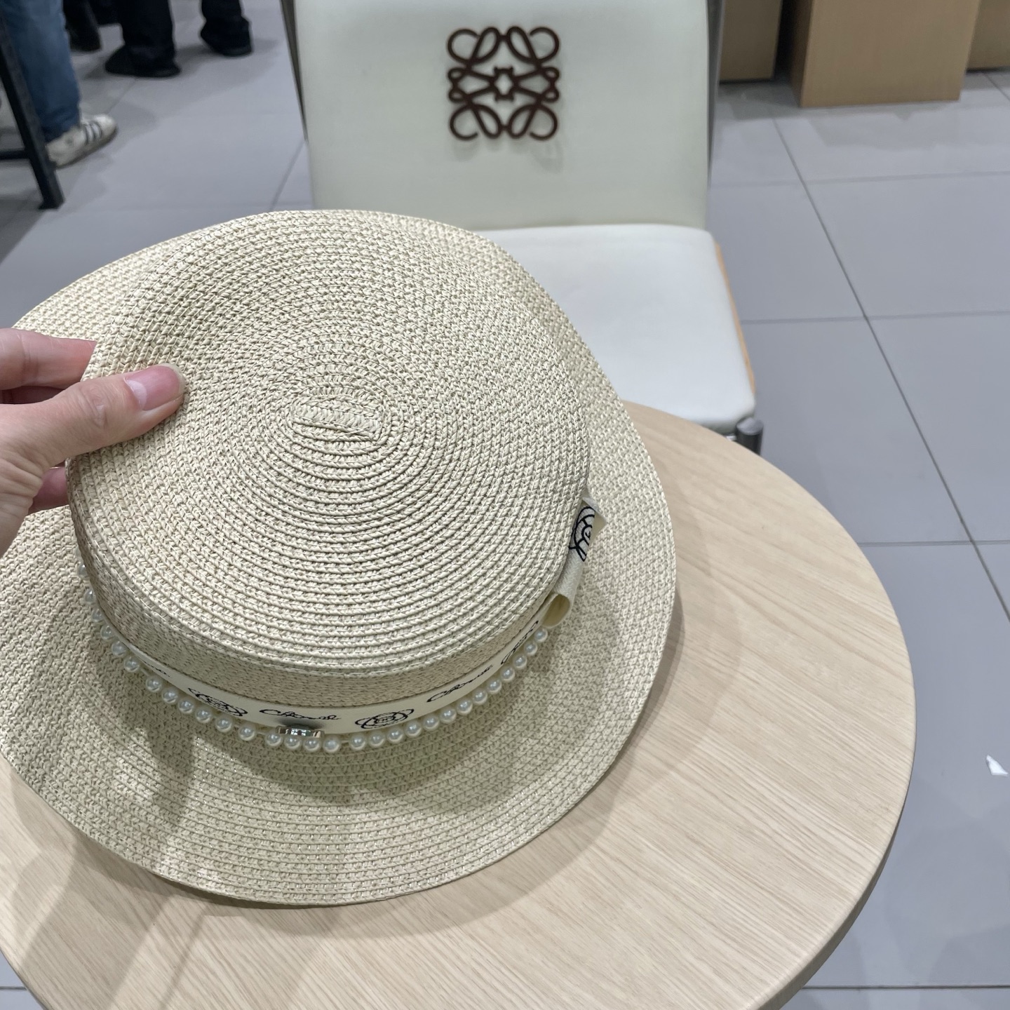  Chanel香奈儿平顶草帽，礼帽，头围57cm
​