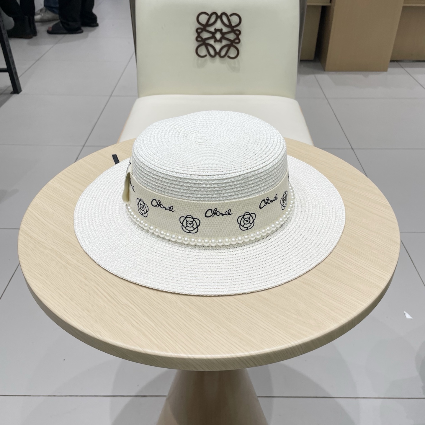  Chanel香奈儿平顶草帽，礼帽，头围57cm
​