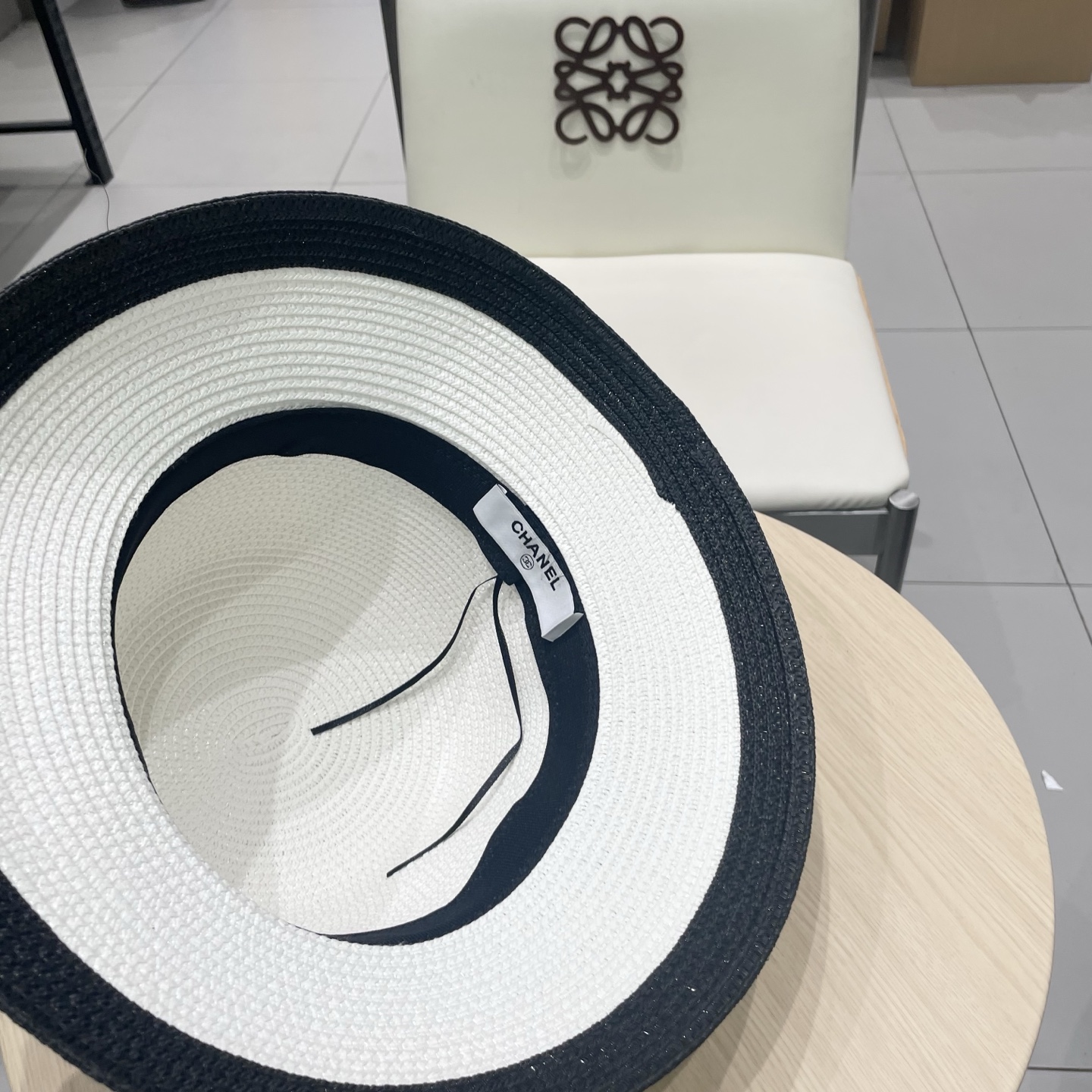  Chanel香奈儿山茶花草帽，拼色遮阳帽，头围57cm