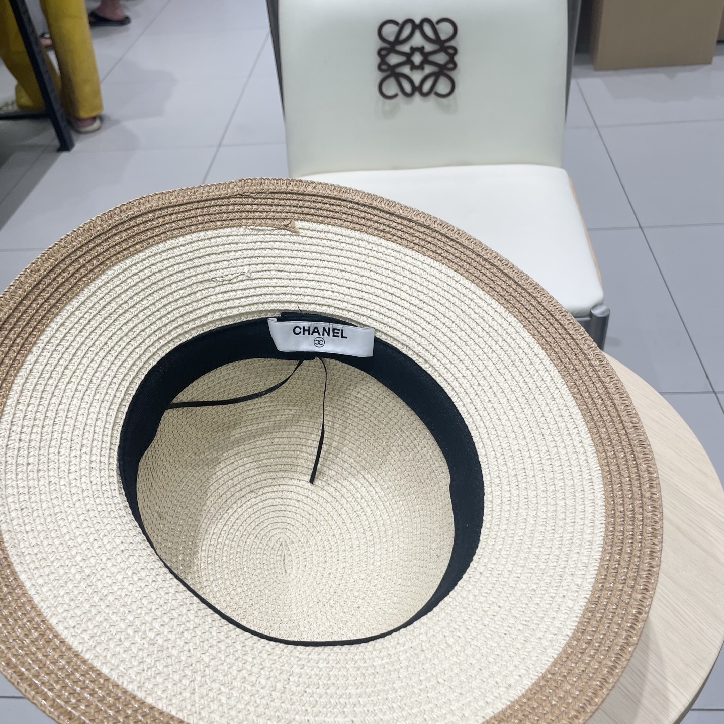  Chanel香奈儿山茶花草帽，拼色遮阳帽，头围57cm