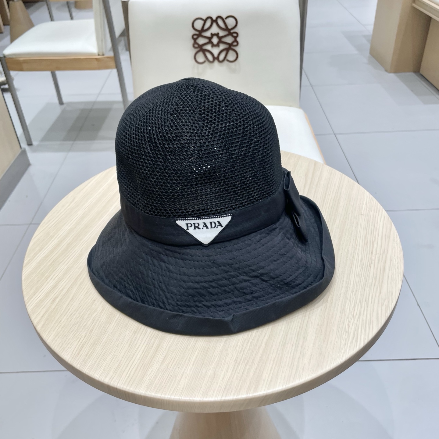  Prada普拉达新款新款韩版针织布沿蝴蝶结渔夫帽遮阳盆帽女时尚休闲帽子潮