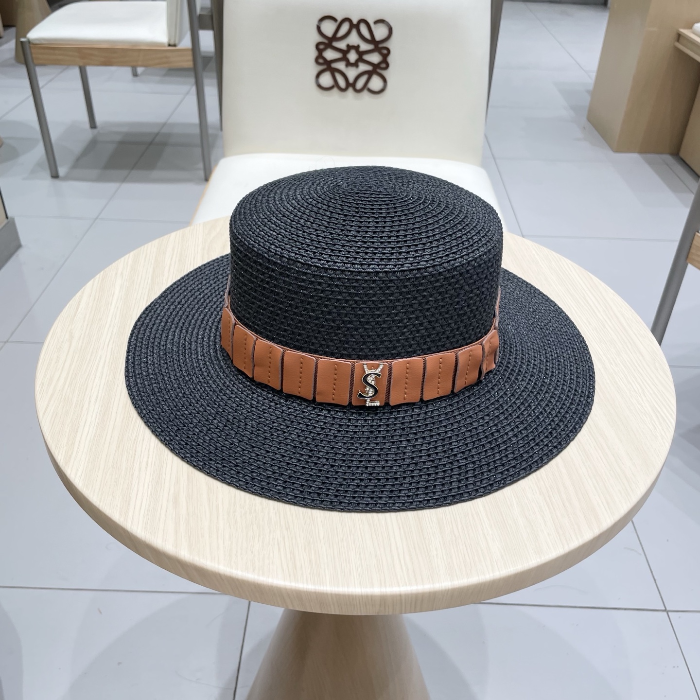  ysl 圣罗兰新款草帽，皮带盆帽，头围57cm