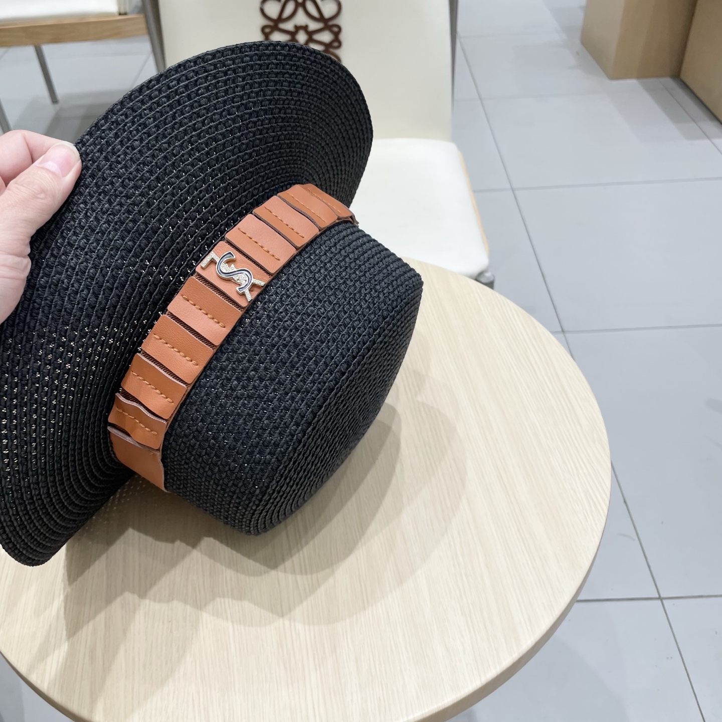  ysl 圣罗兰新款草帽，皮带盆帽，头围57cm