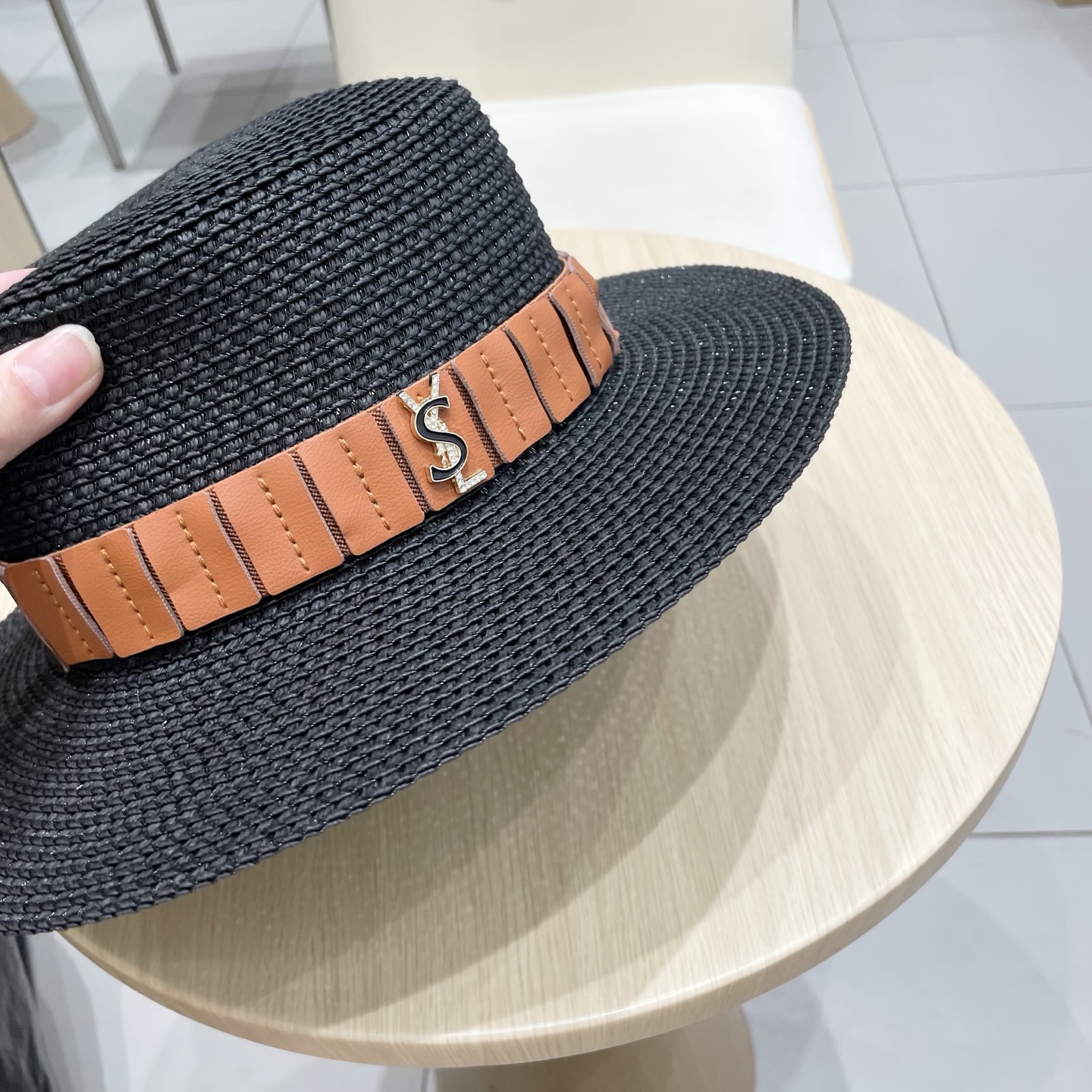  ysl 圣罗兰新款草帽，皮带盆帽，头围57cm