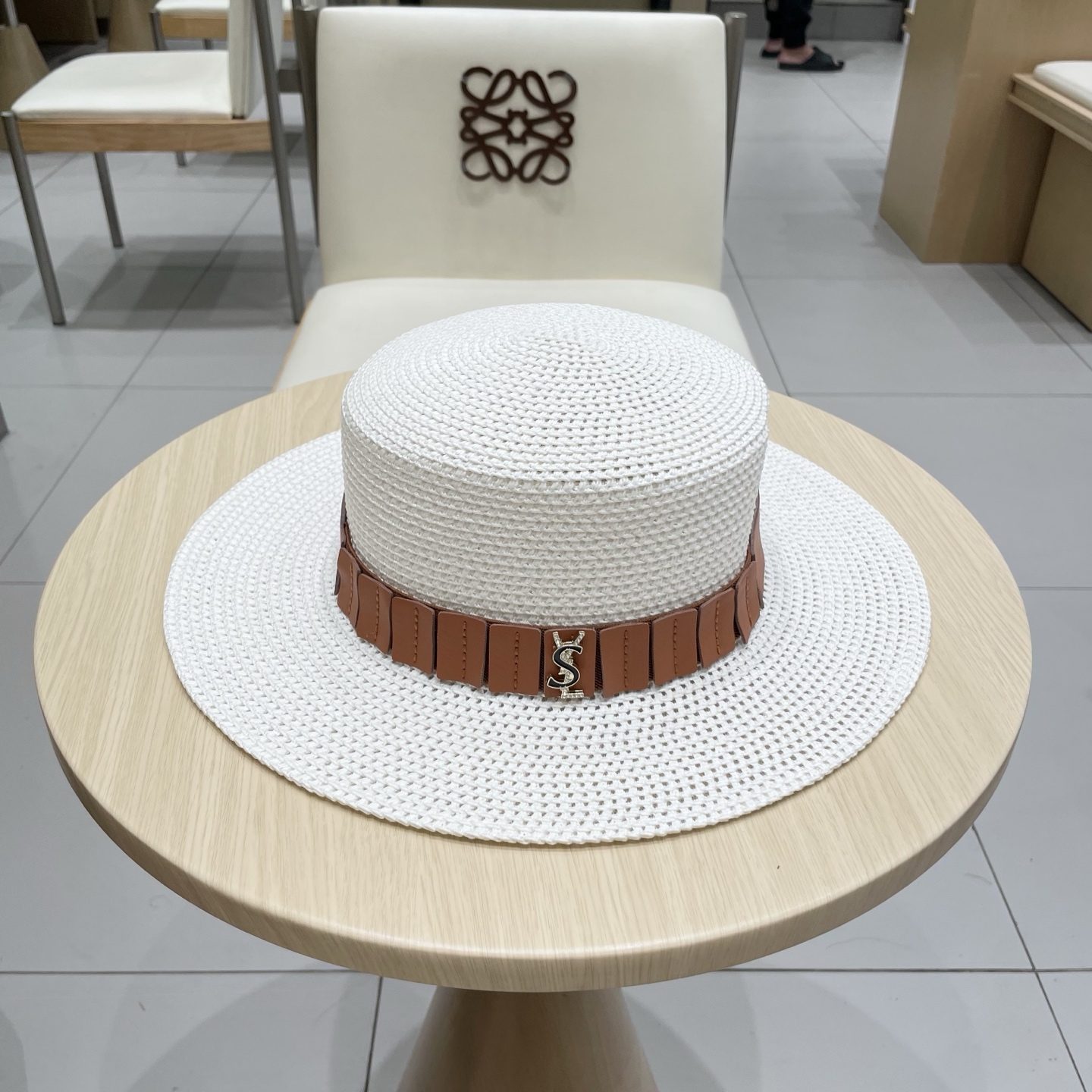  ysl 圣罗兰新款草帽，皮带盆帽，头围57cm