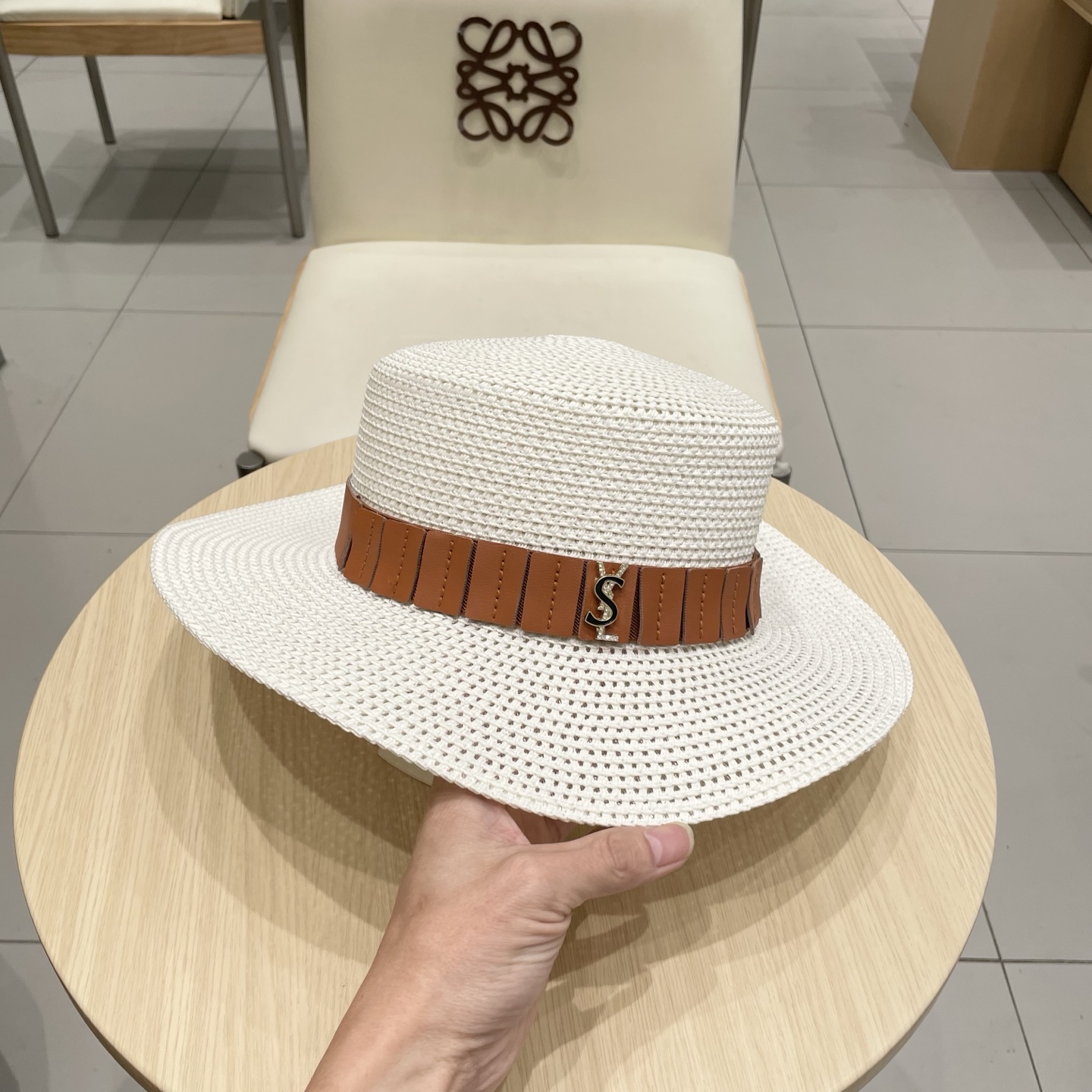  ysl 圣罗兰新款草帽，皮带盆帽，头围57cm