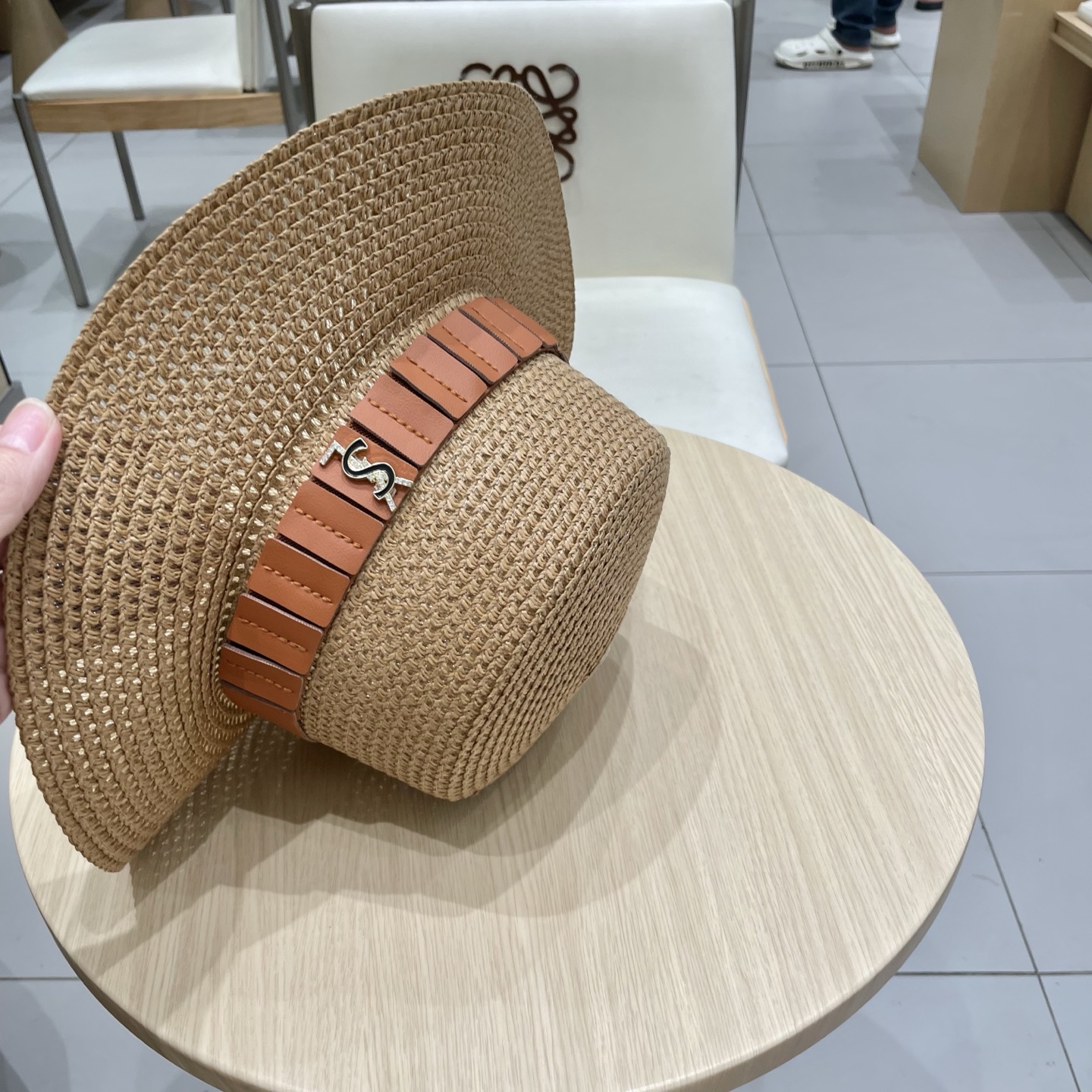  ysl 圣罗兰新款草帽，皮带盆帽，头围57cm