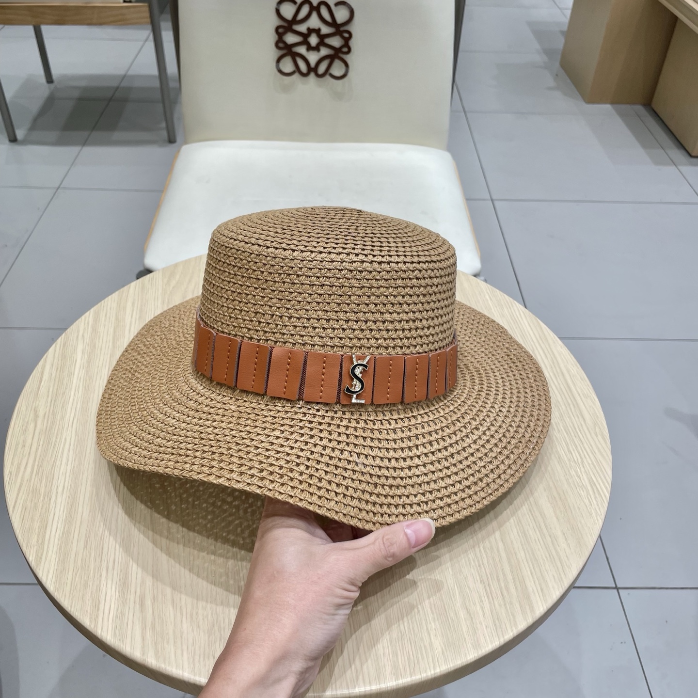  ysl 圣罗兰新款草帽，皮带盆帽，头围57cm