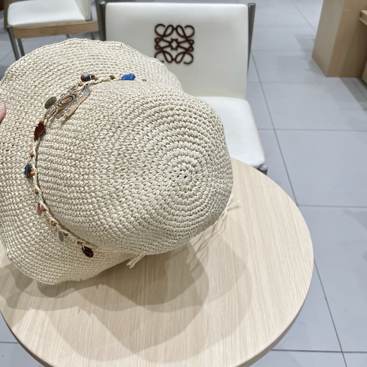  Chanel香奈儿【海边氛围感】波西米亚风贝壳亮片草编渔夫帽大帽檐镂空遮阳帽女