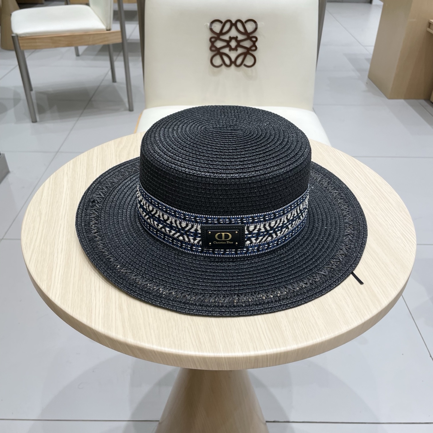  dior迪奥波西米亚风海平顶草帽女2025新款夏天海边沙滩度假遮阳防晒太阳帽