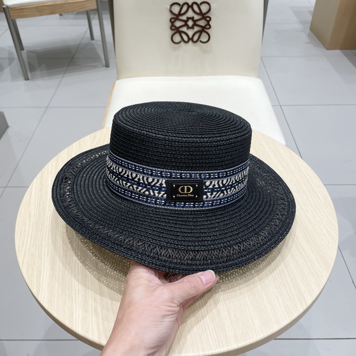  dior迪奥波西米亚风海平顶草帽女2025新款夏天海边沙滩度假遮阳防晒太阳帽