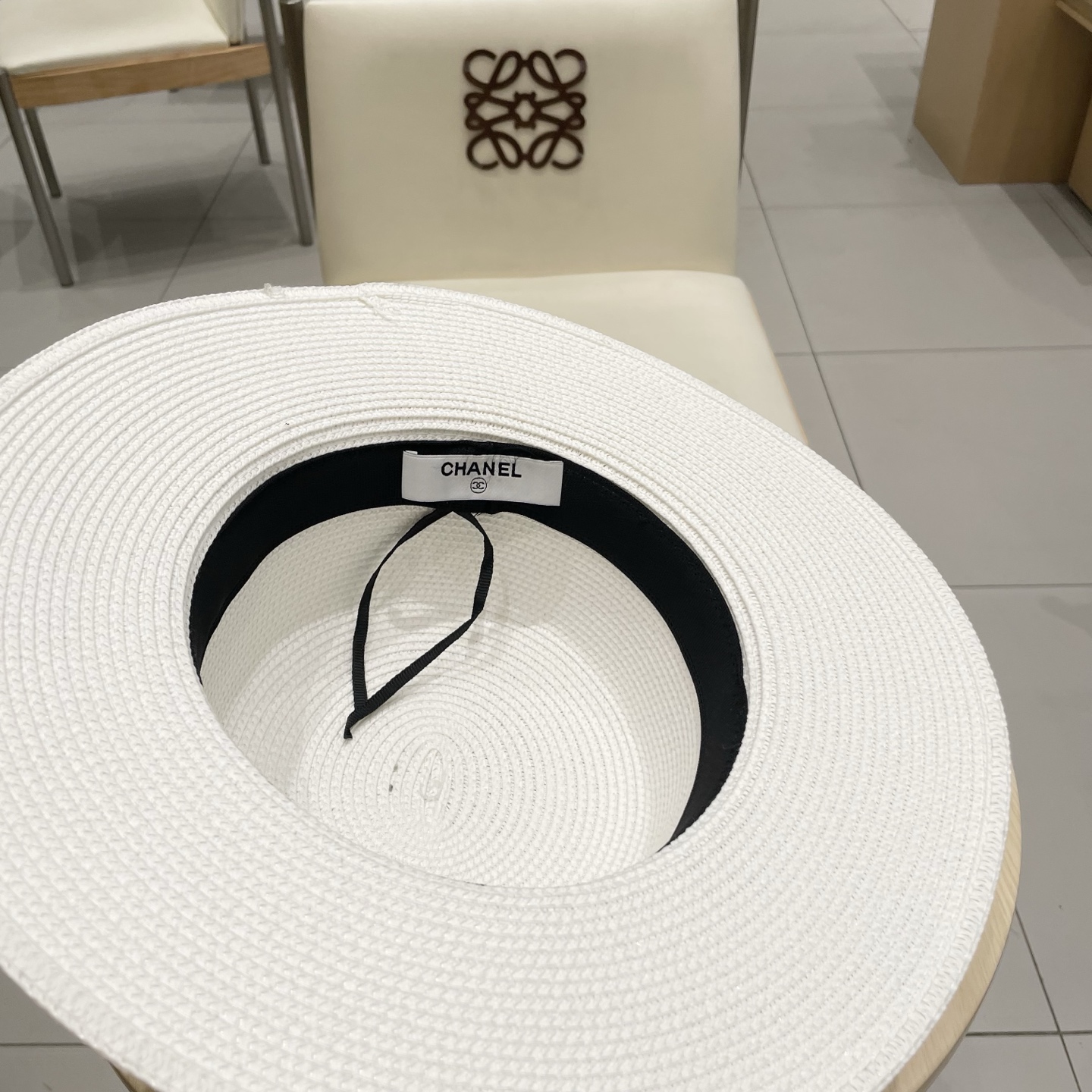 Chanel香奈儿新款礼帽，平顶蕾丝帽，草帽，头围57cm