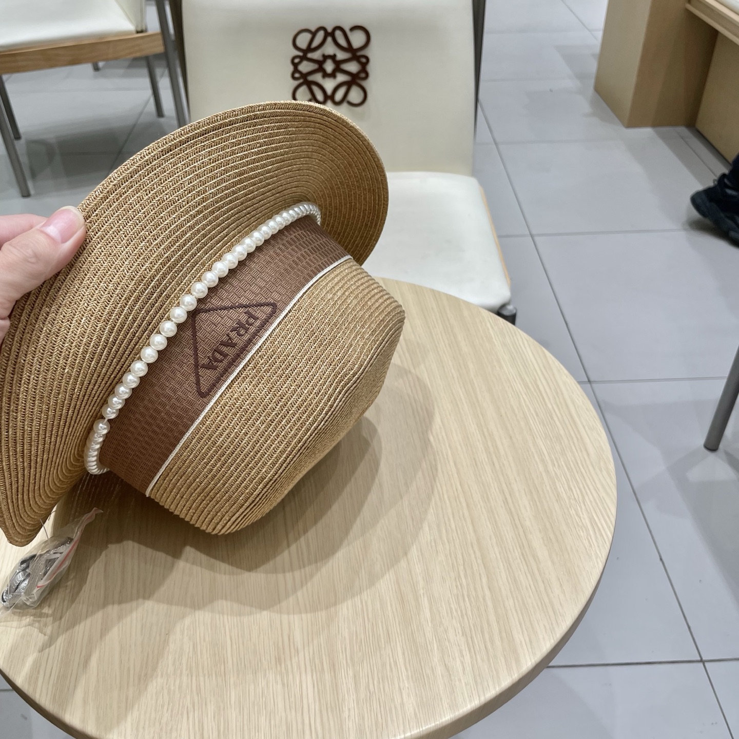 Prada Summer Braided Small Basin Hat - Chic Sun Protection with Pearl Details 8 i1745330577081 239 0 5