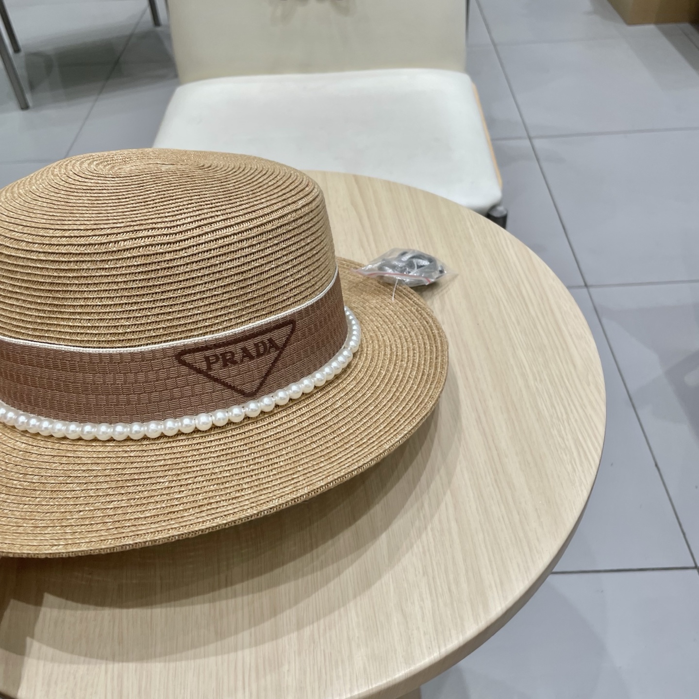 Prada Summer Braided Small Basin Hat - Chic Sun Protection with Pearl Details 5 i1745330579414 6882 0 3