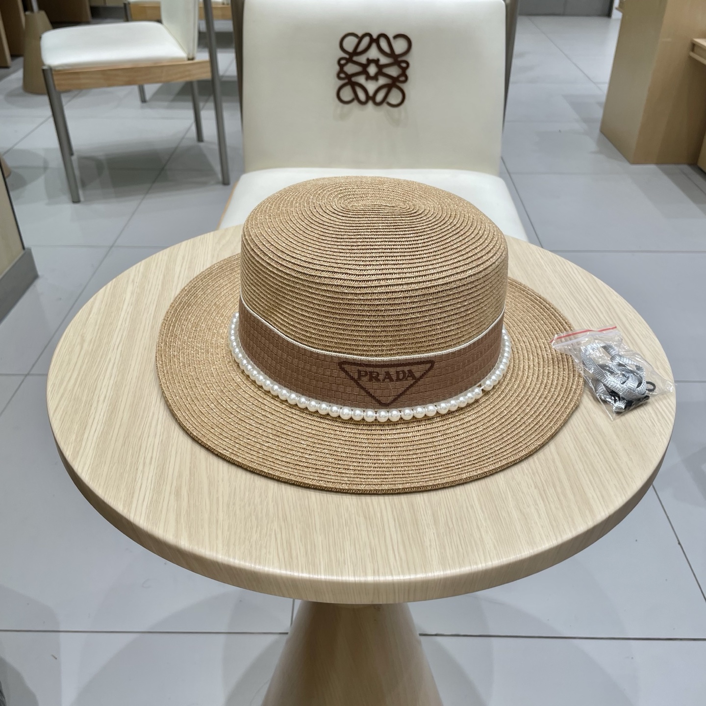 Prada Summer Braided Small Basin Hat - Chic Sun Protection with Pearl Details 2 i1745330579475 1901 0 0