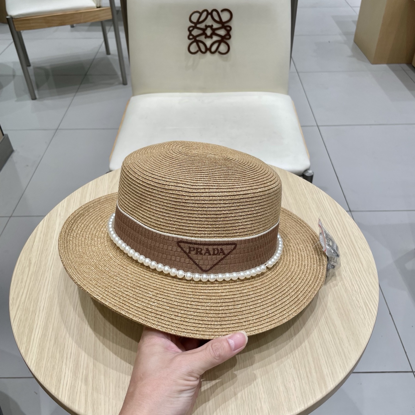 Prada Summer Braided Small Basin Hat - Chic Sun Protection with Pearl Details 9 i1745330579543 6598 0 6
