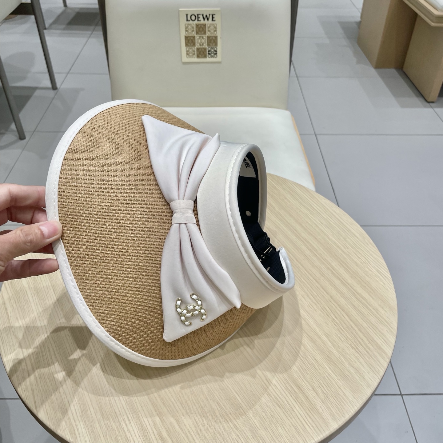 chanel香奈儿晒帽蝴蝶结空顶帽女韩版百搭遮阳帽子女显脸小草帽太阳帽