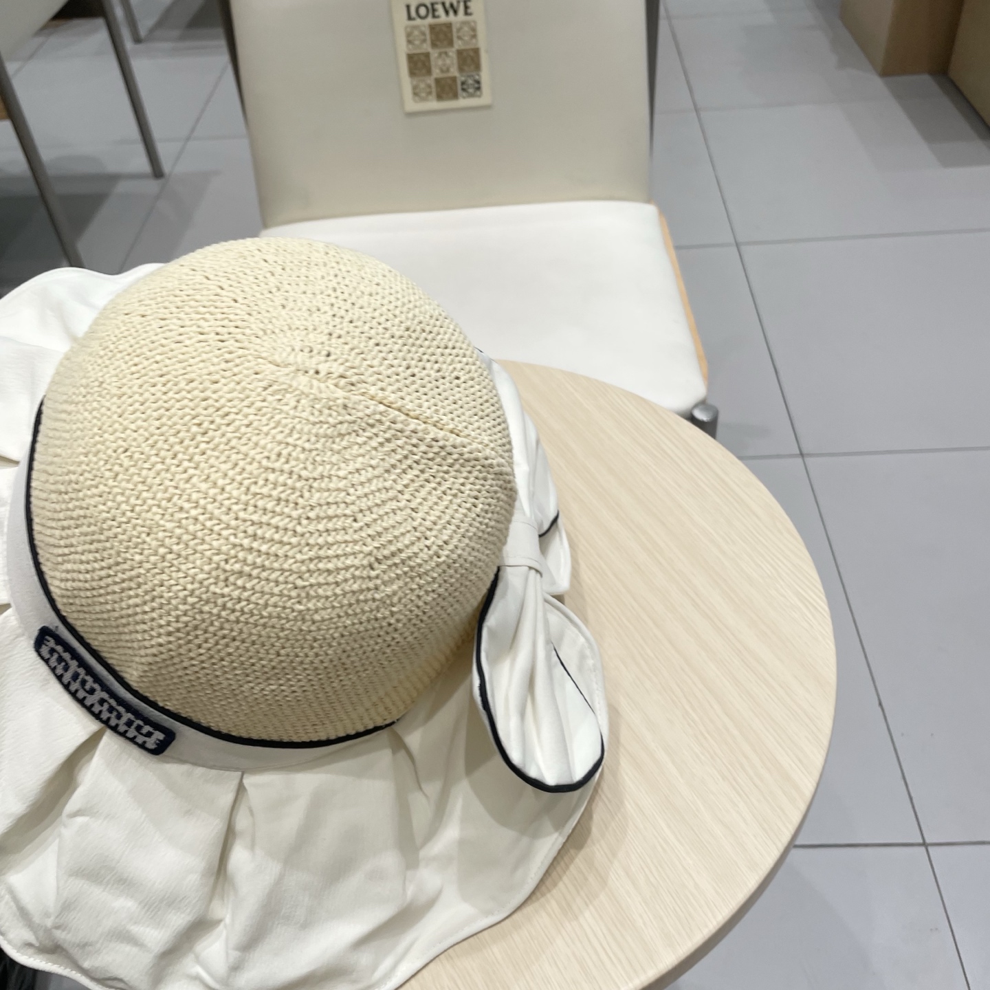 缪缪miumiu夏季蝴蝶结防紫外线渔夫帽子女款2025新款户外遮阳帽大檐盆帽