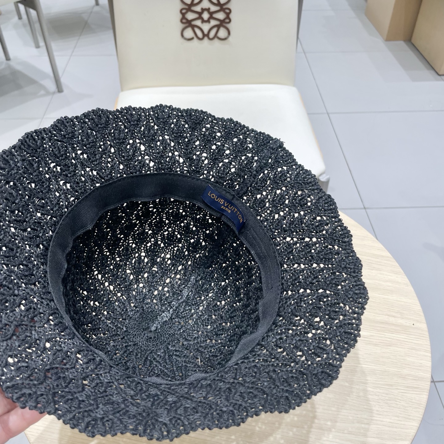  Lv路易威登韩国镂空薄款透气圆顶盆帽女编织渔夫帽春夏纯色系水桶帽宽檐遮阳