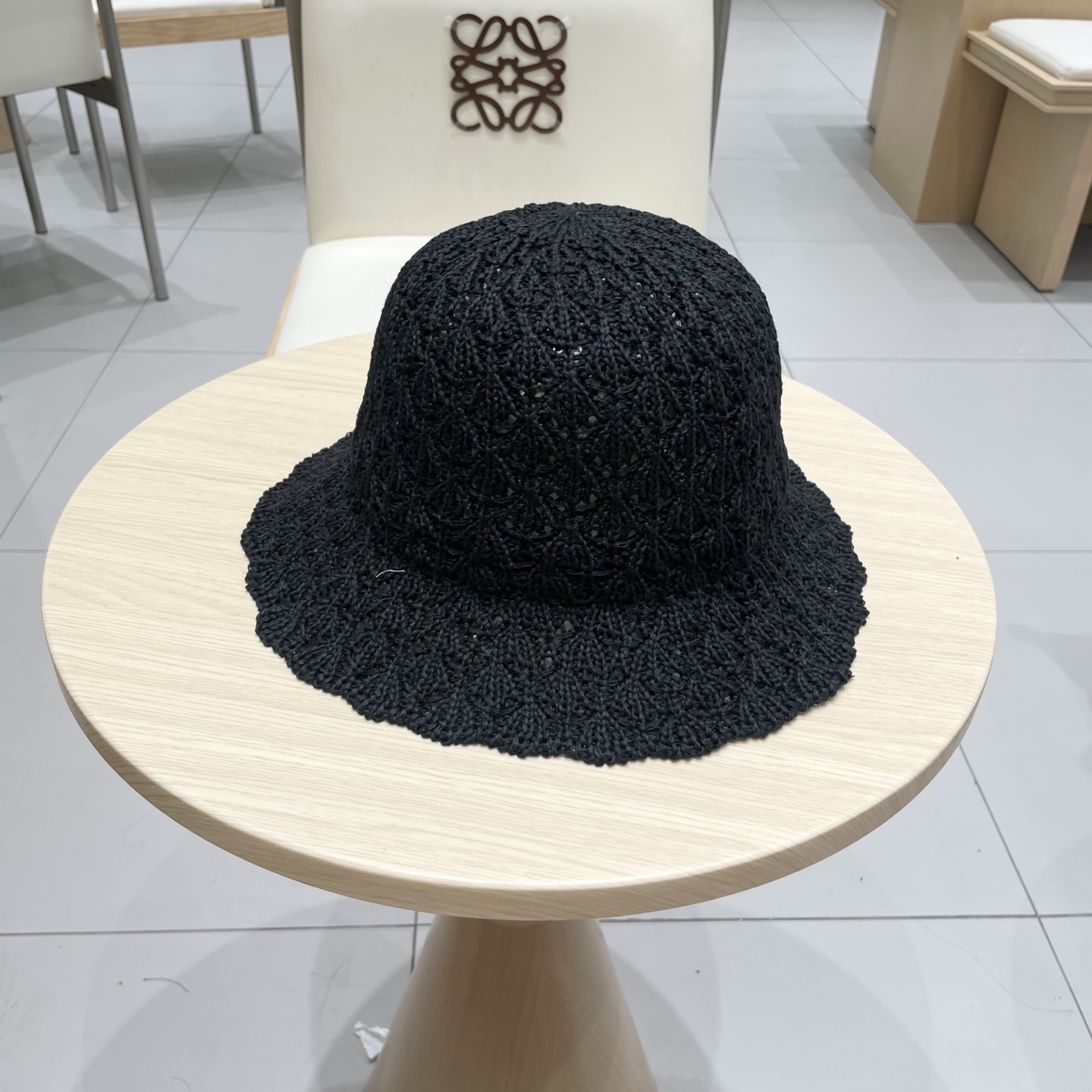  Lv路易威登韩国镂空薄款透气圆顶盆帽女编织渔夫帽春夏纯色系水桶帽宽檐遮阳