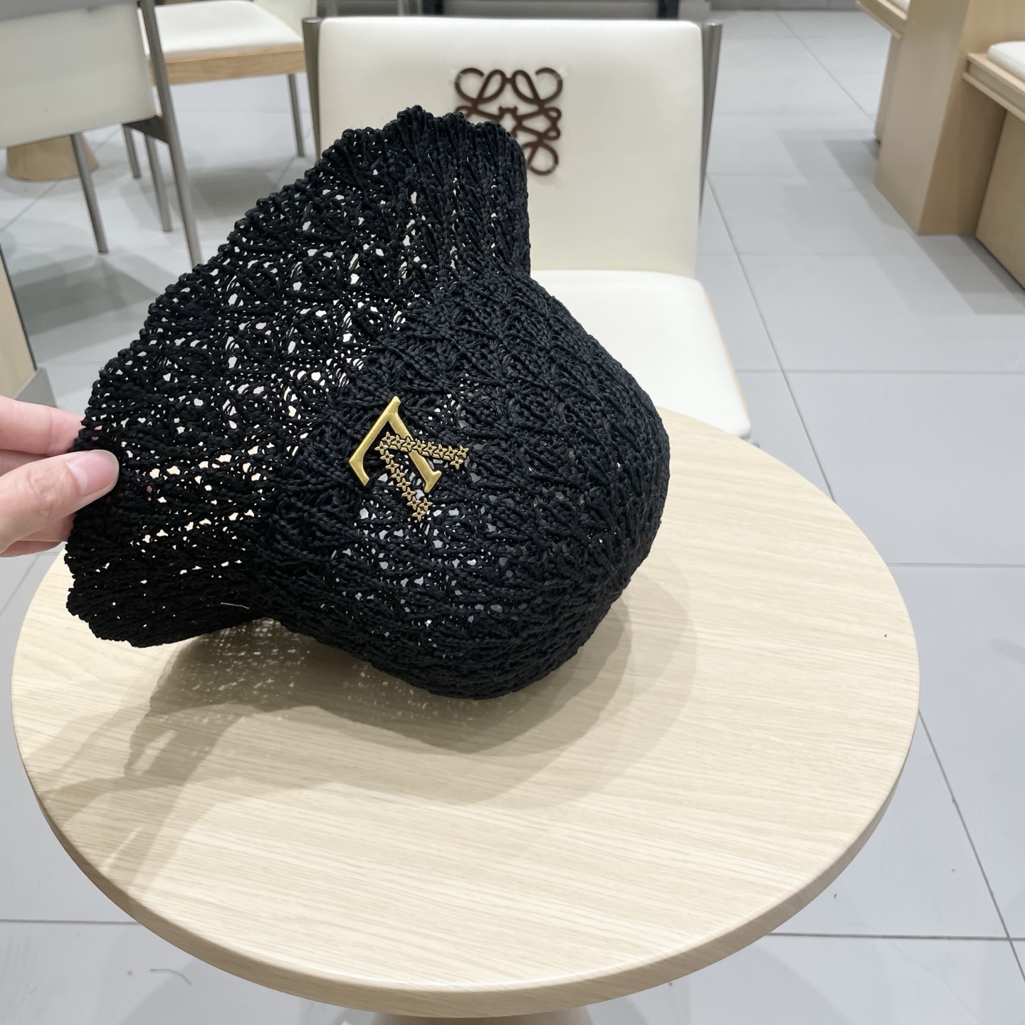  Lv路易威登韩国镂空薄款透气圆顶盆帽女编织渔夫帽春夏纯色系水桶帽宽檐遮阳