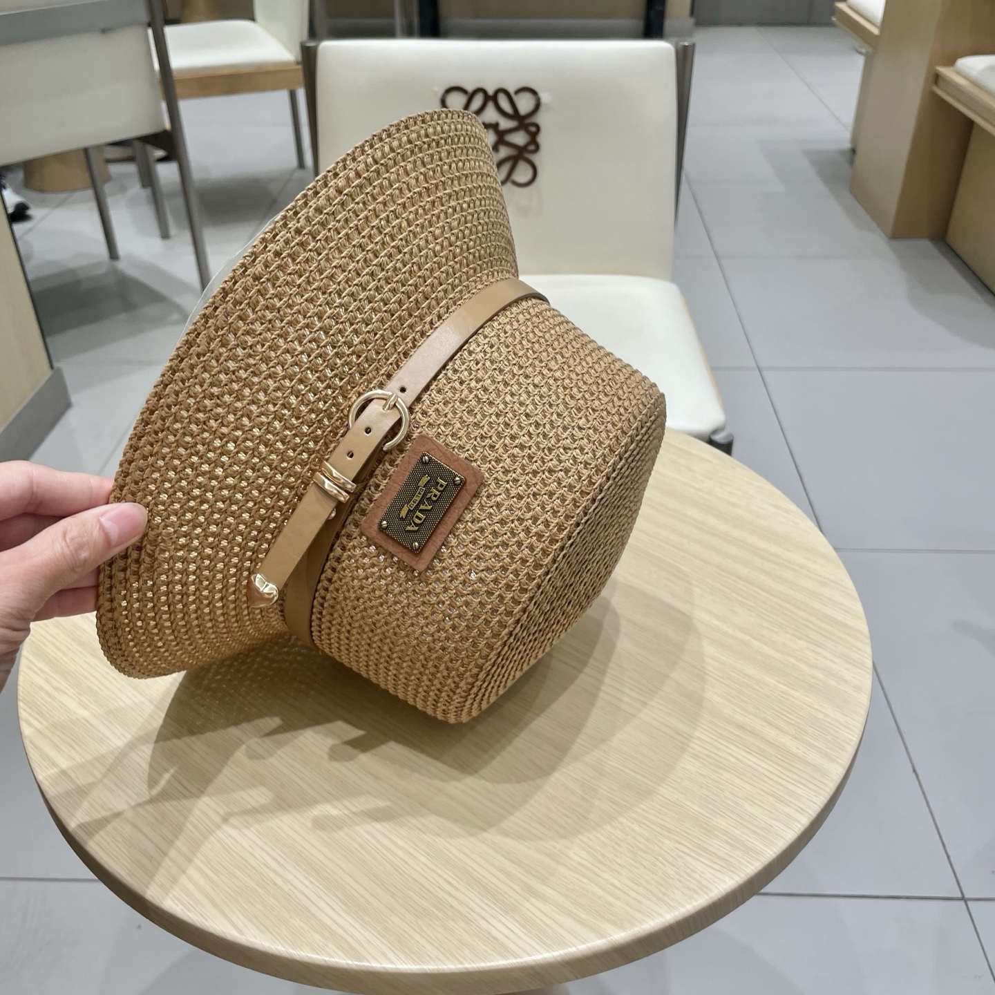  Prada普拉达水桶草帽，镂空礼帽，头围57cm