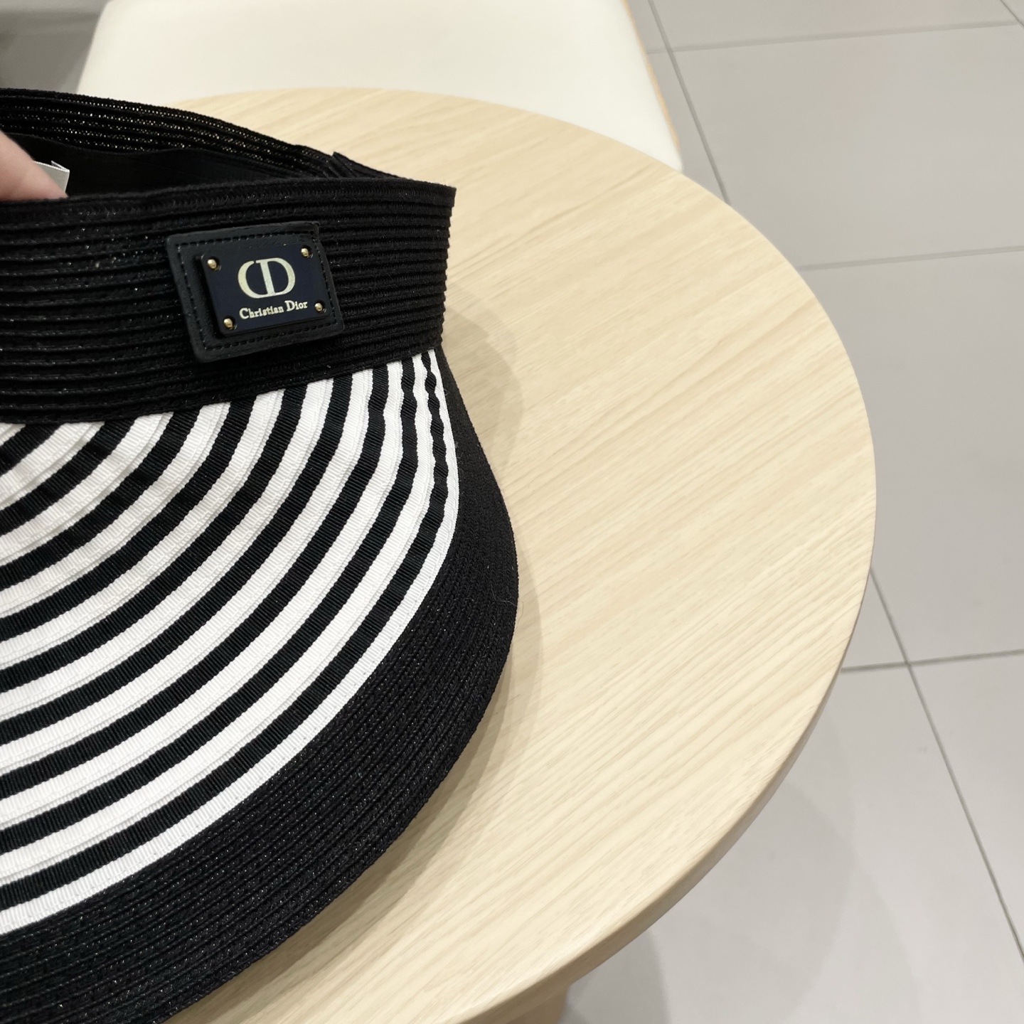  dior迪奥长帽檐条纹透气草编空顶帽 可折叠帽子