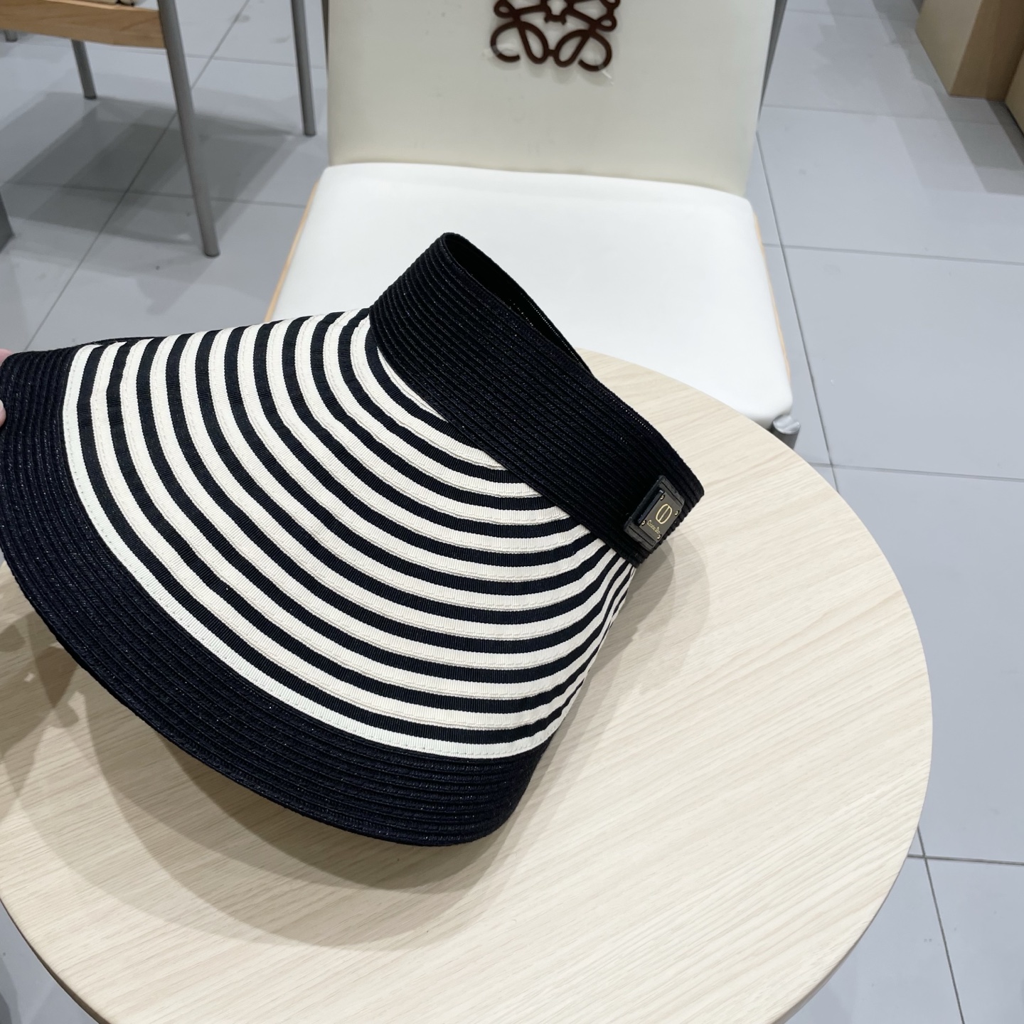  dior迪奥长帽檐条纹透气草编空顶帽 可折叠帽子