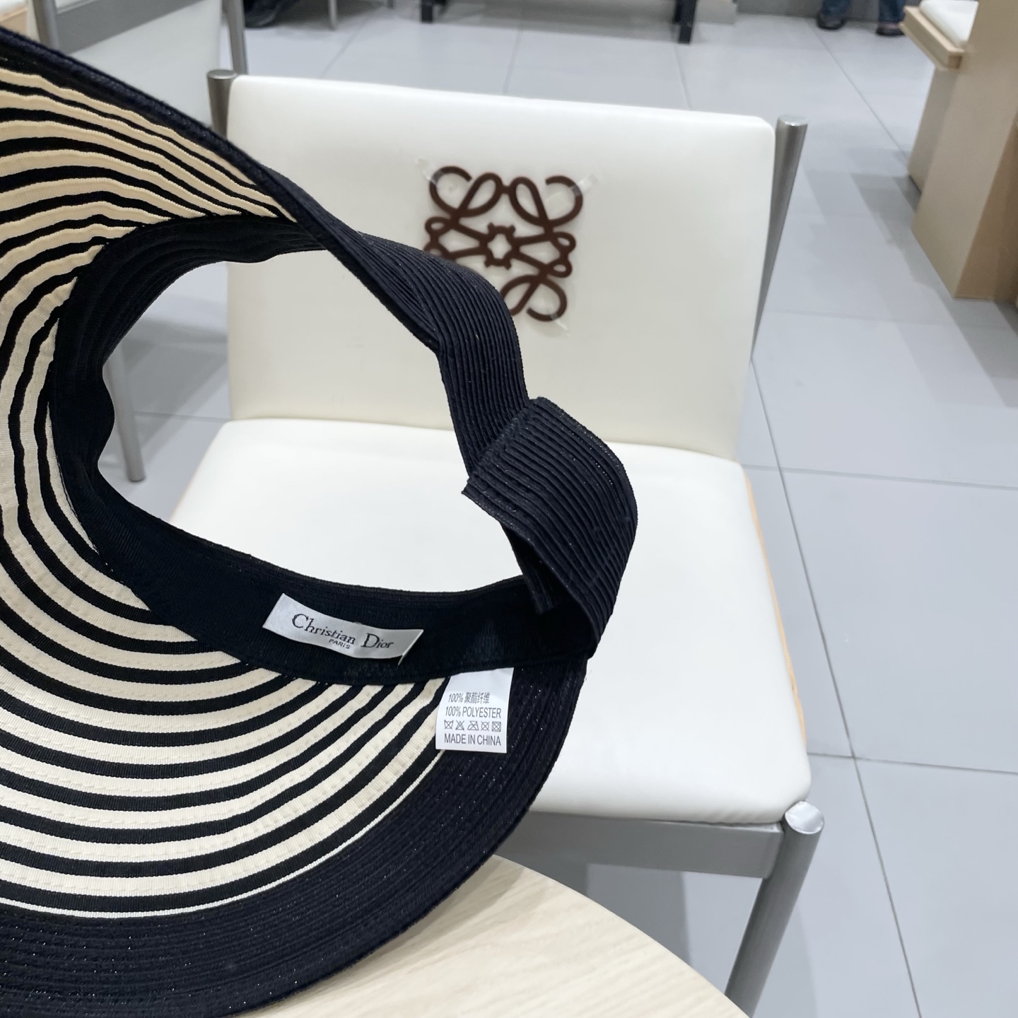  dior迪奥长帽檐条纹透气草编空顶帽 可折叠帽子