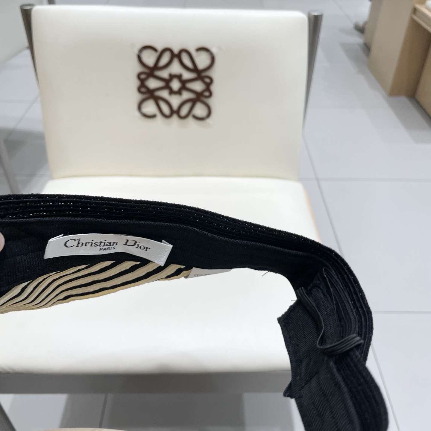  dior迪奥长帽檐条纹透气草编空顶帽 可折叠帽子