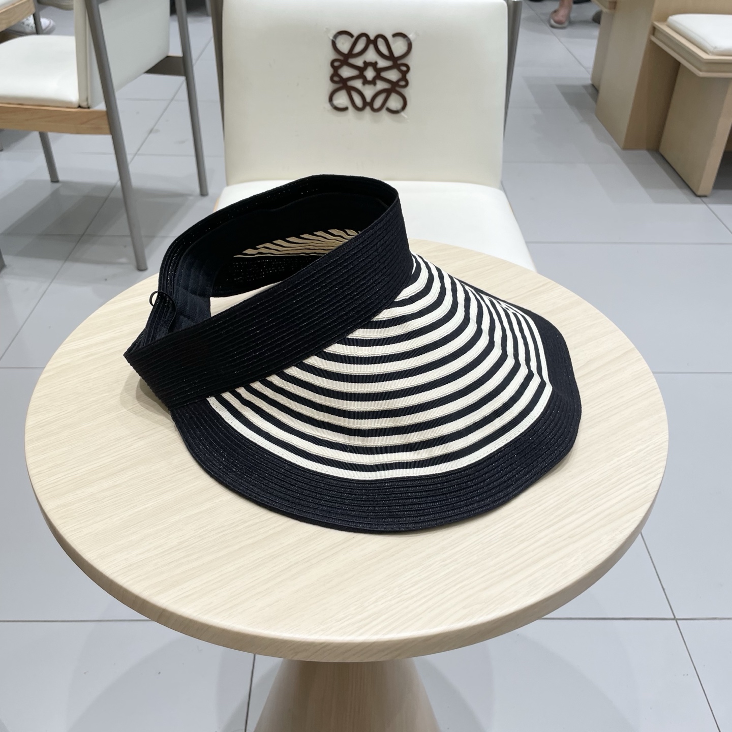  dior迪奥长帽檐条纹透气草编空顶帽 可折叠帽子