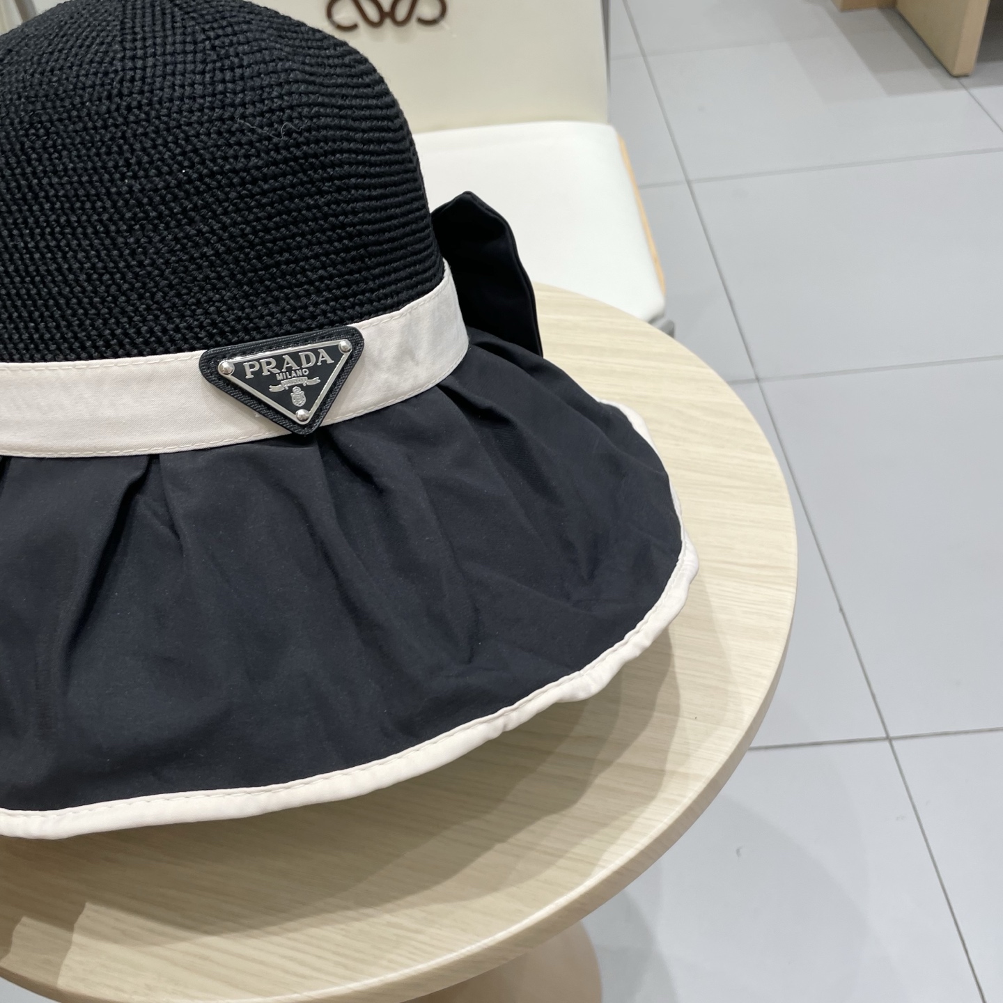 🆕rada普拉达黑胶帽子女款夏季出游防紫外线遮阳防晒帽大檐蝴蝶结渔夫帽太阳帽