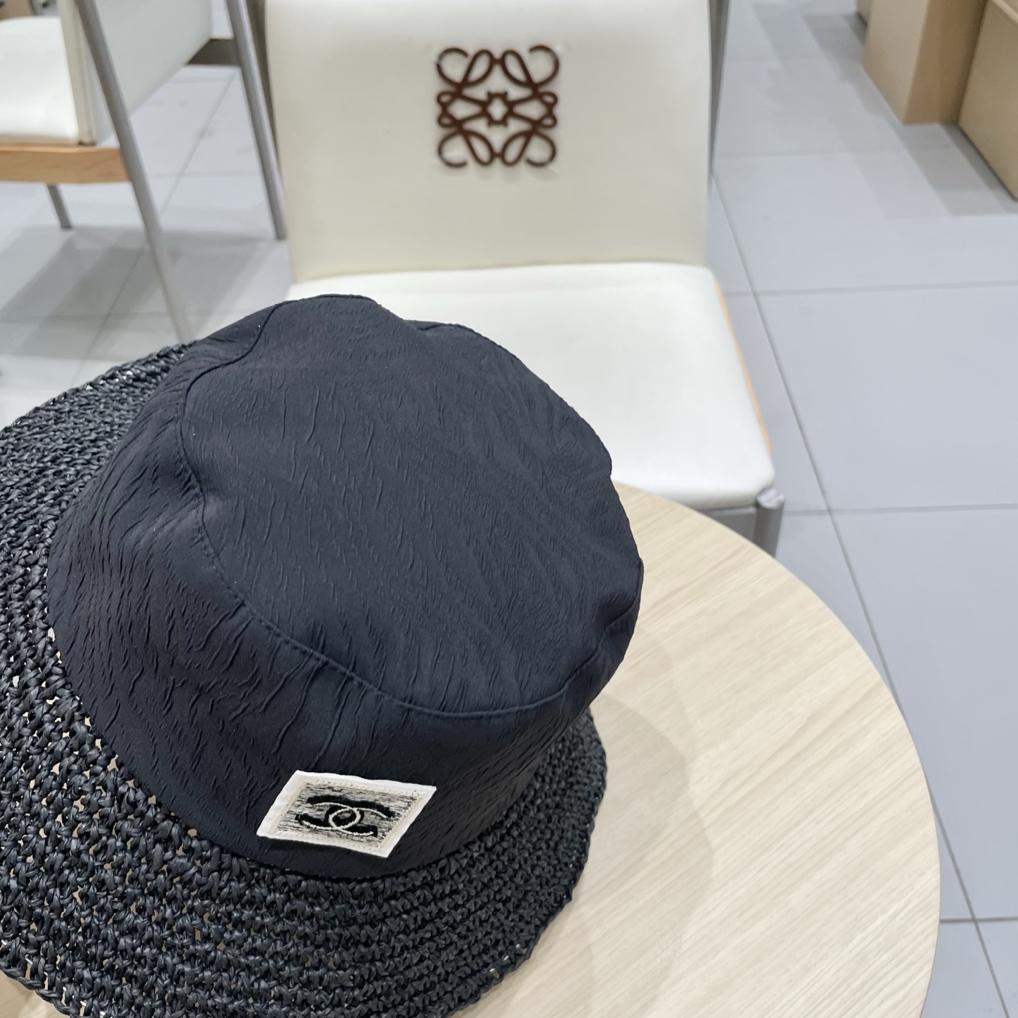  chanel香奈儿2025新款夏季布草混编遮阳帽休闲百搭镂空帽檐防晒渔夫帽显脸小女