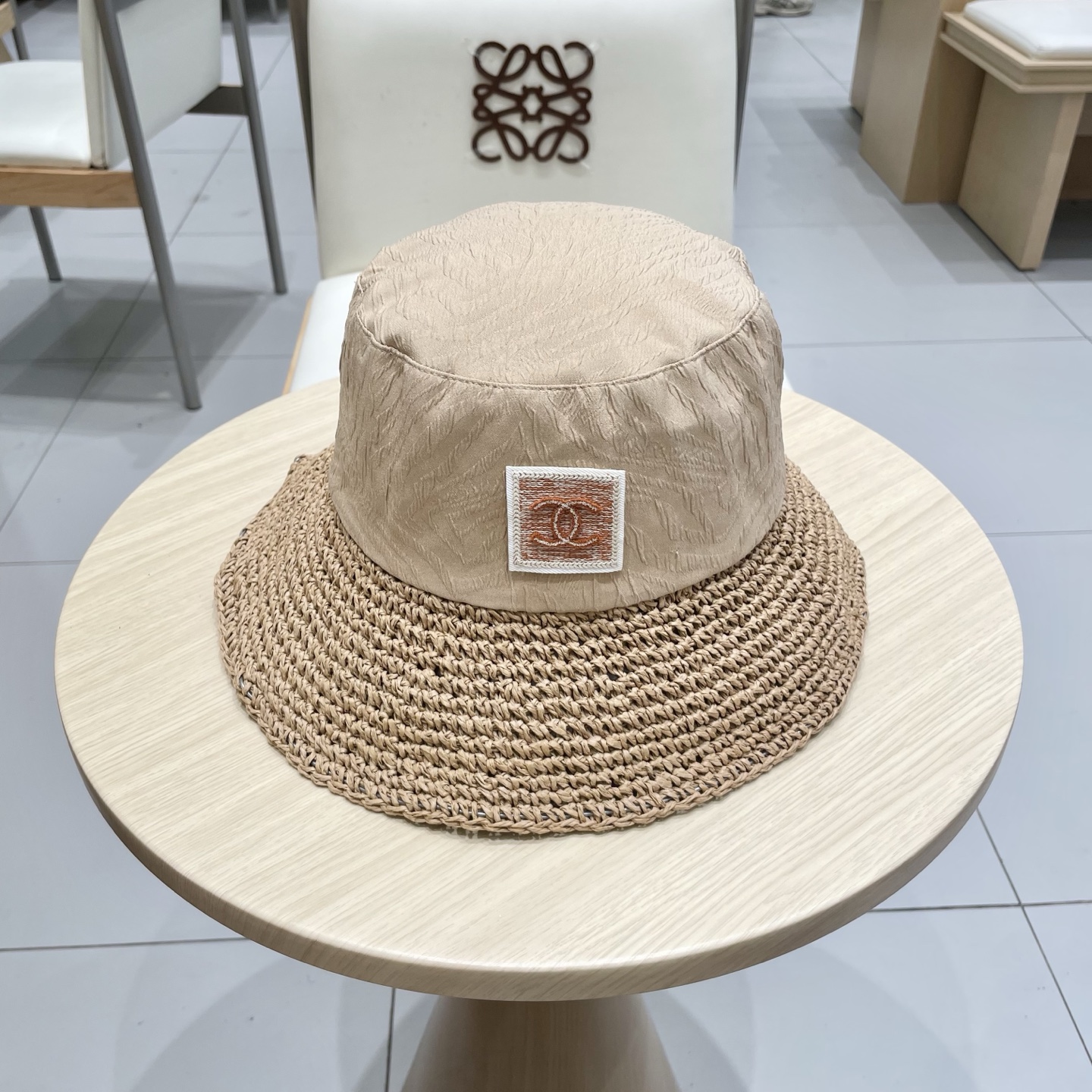  chanel香奈儿2025新款夏季布草混编遮阳帽休闲百搭镂空帽檐防晒渔夫帽显脸小女